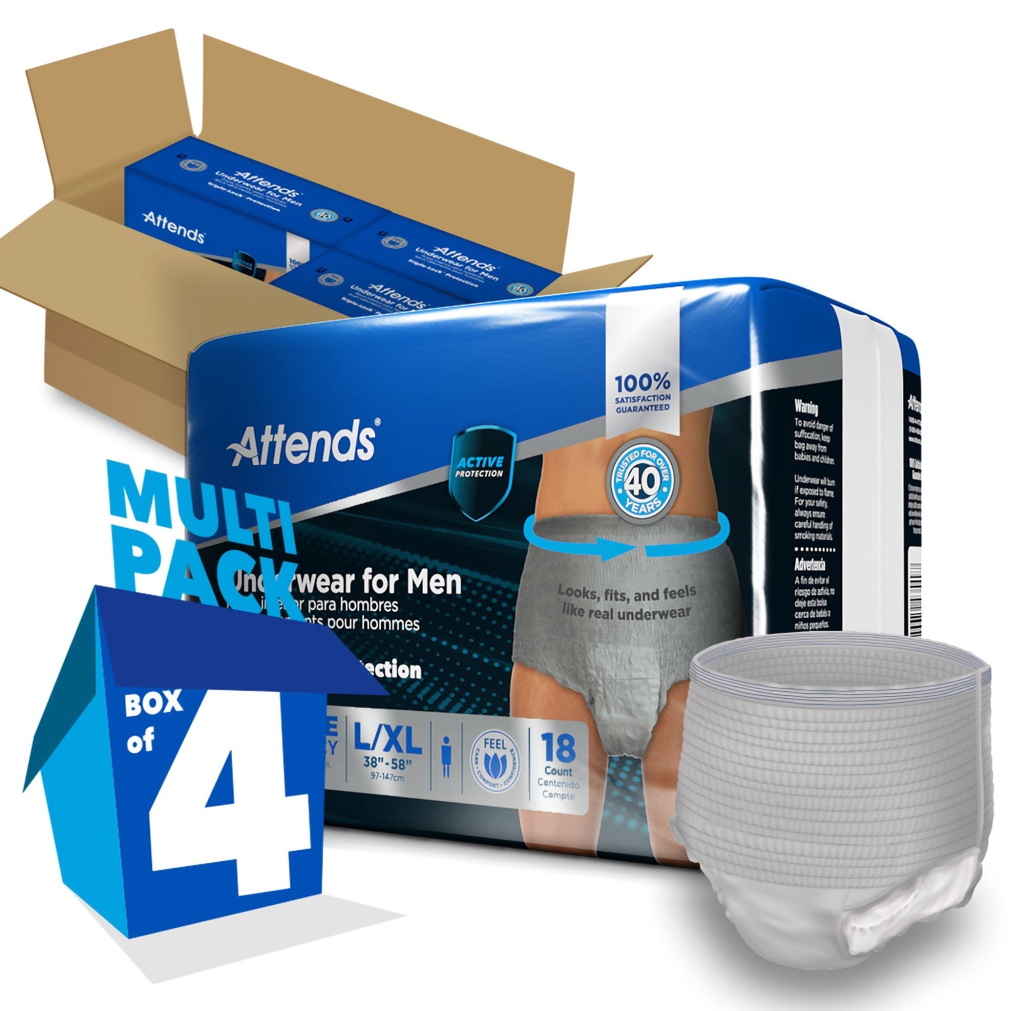 Attends® Discreet Men's Underwear, Level 5, Large / X-Large (18 Units)