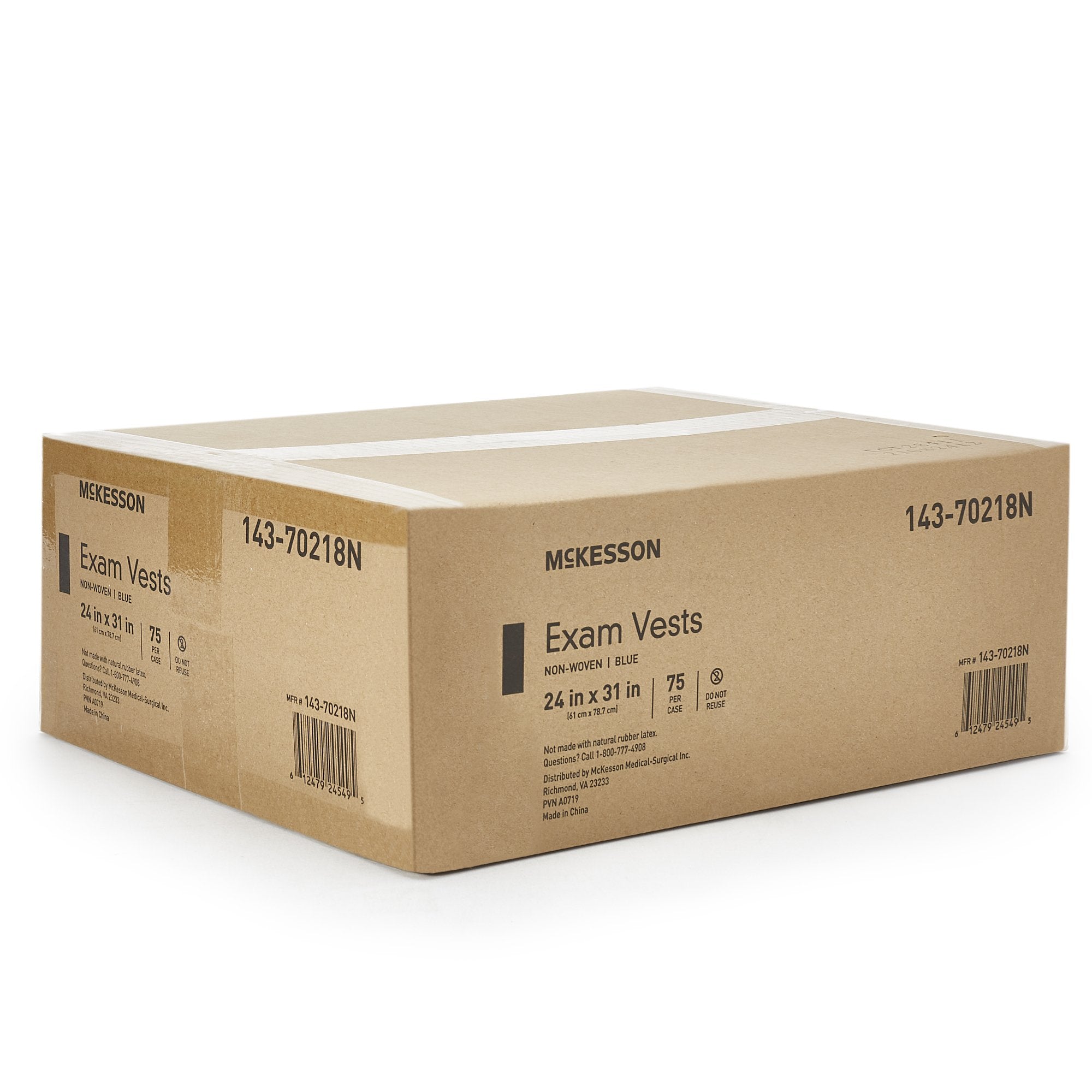 McKesson Front Opening Exam Vest, Blue (75 Units)