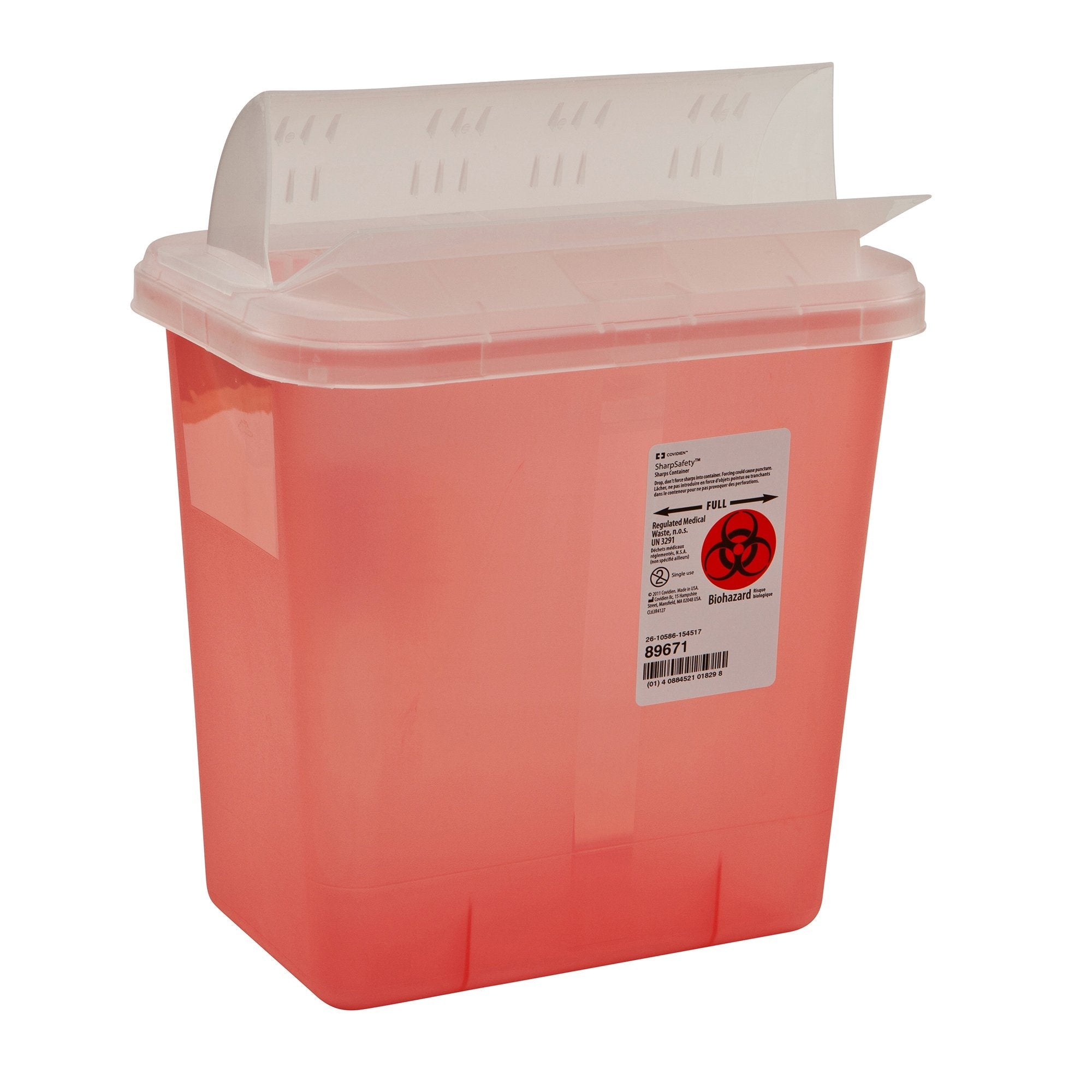 SharpSafety™ Multi-purpose Sharps Container, 2 Gallon, 10 x 10½ x 7¼ Inch (20 Units)