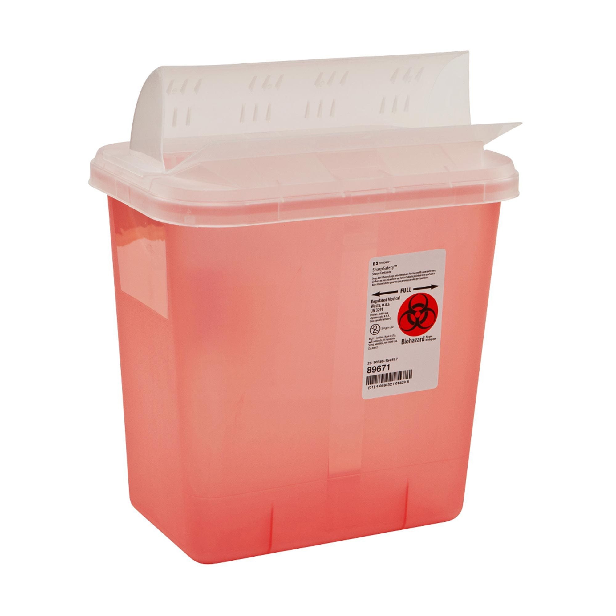 SharpSafety™ Multi-purpose Sharps Container, 2 Gallon, 12¾ x 7¼ x 10½ Inch (20 Units)