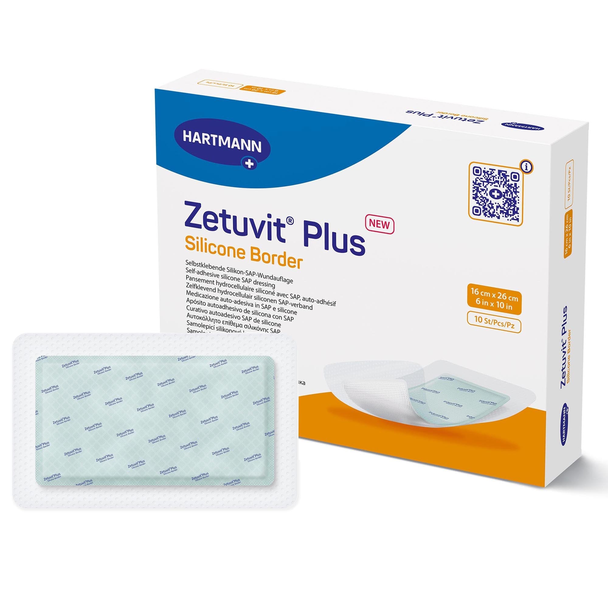 Zetuvit® Plus Silicone Border Super Absorbent Dressing, 6 x 10 Inch (1 Unit)