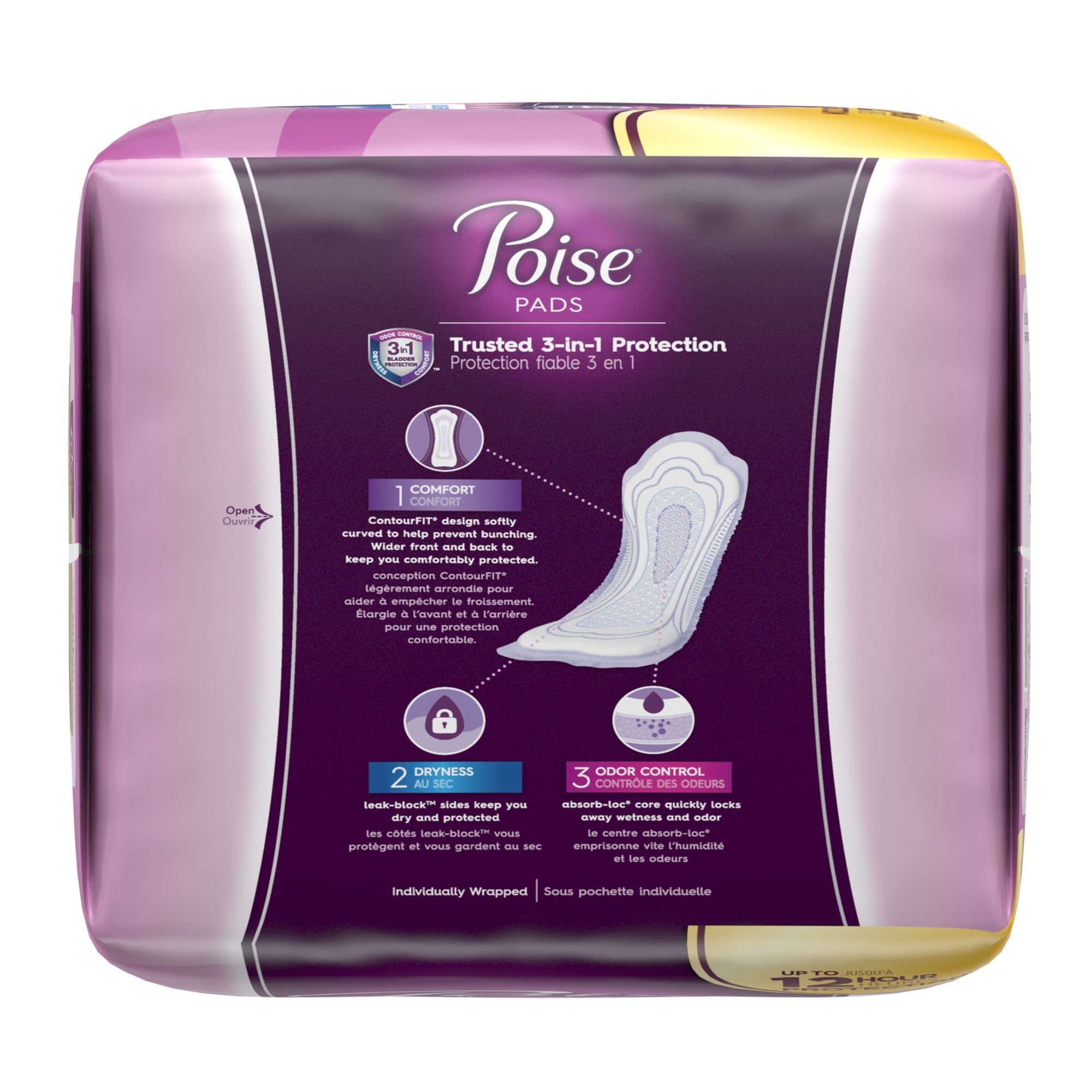 Poise Bladder Control Pads, Adult Women, Moderate Absorbency, Disposable, 12.20" Length (54 Units)