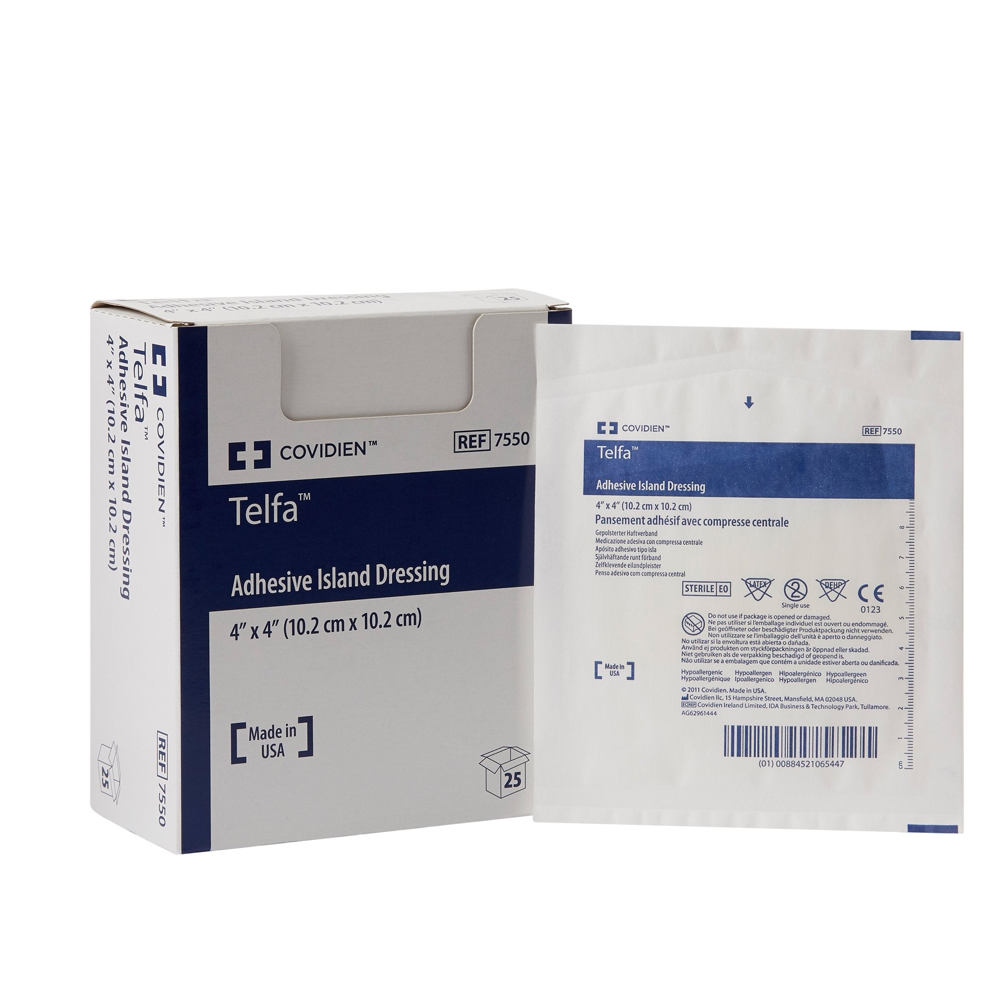 Telfa™ White Adhesive Dressing, 4 x 4 Inch (25 Units)