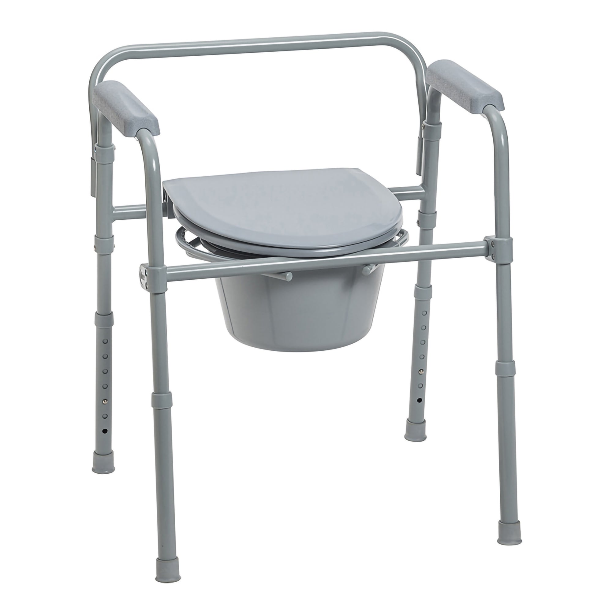 McKesson Steel Folding Commode Chair - Adjustable, Portable, 350lb Capacity