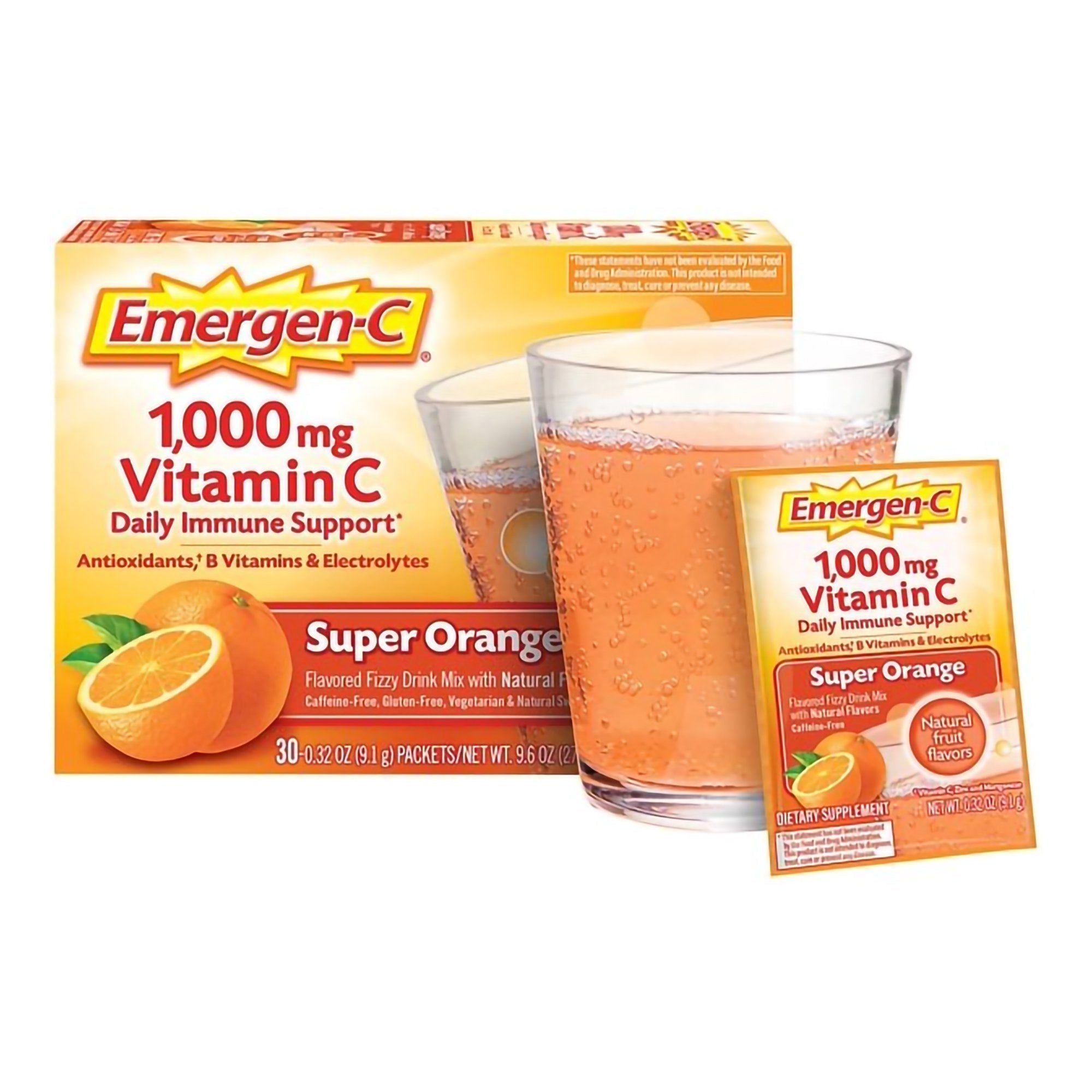 Emergen-C® Vitamin C Daily Immune Support Drink Mix, Super Orange Flavor (30 Units)