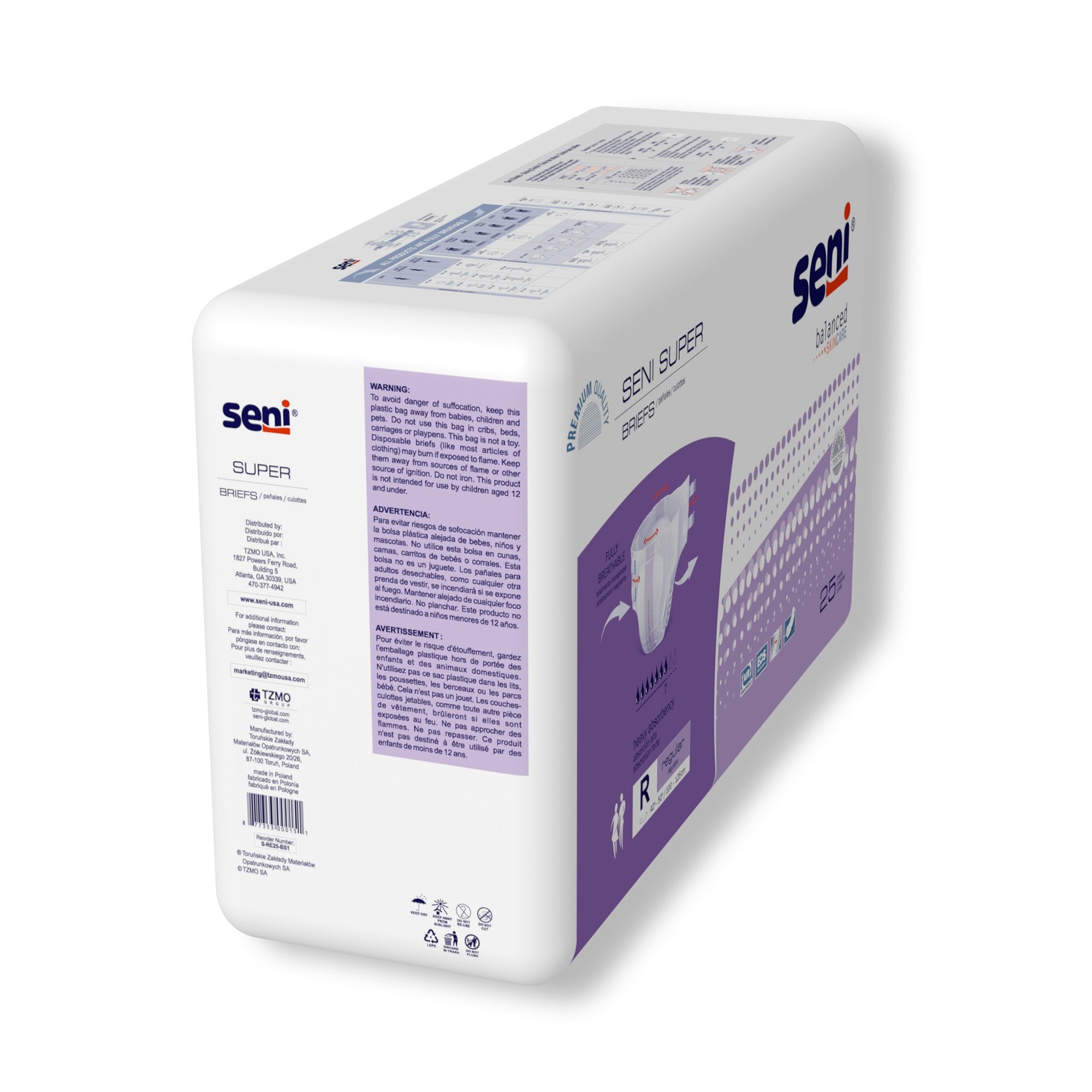 Seni® Super Heavy Absorbency Incontinence Brief, Regular (25 Units)