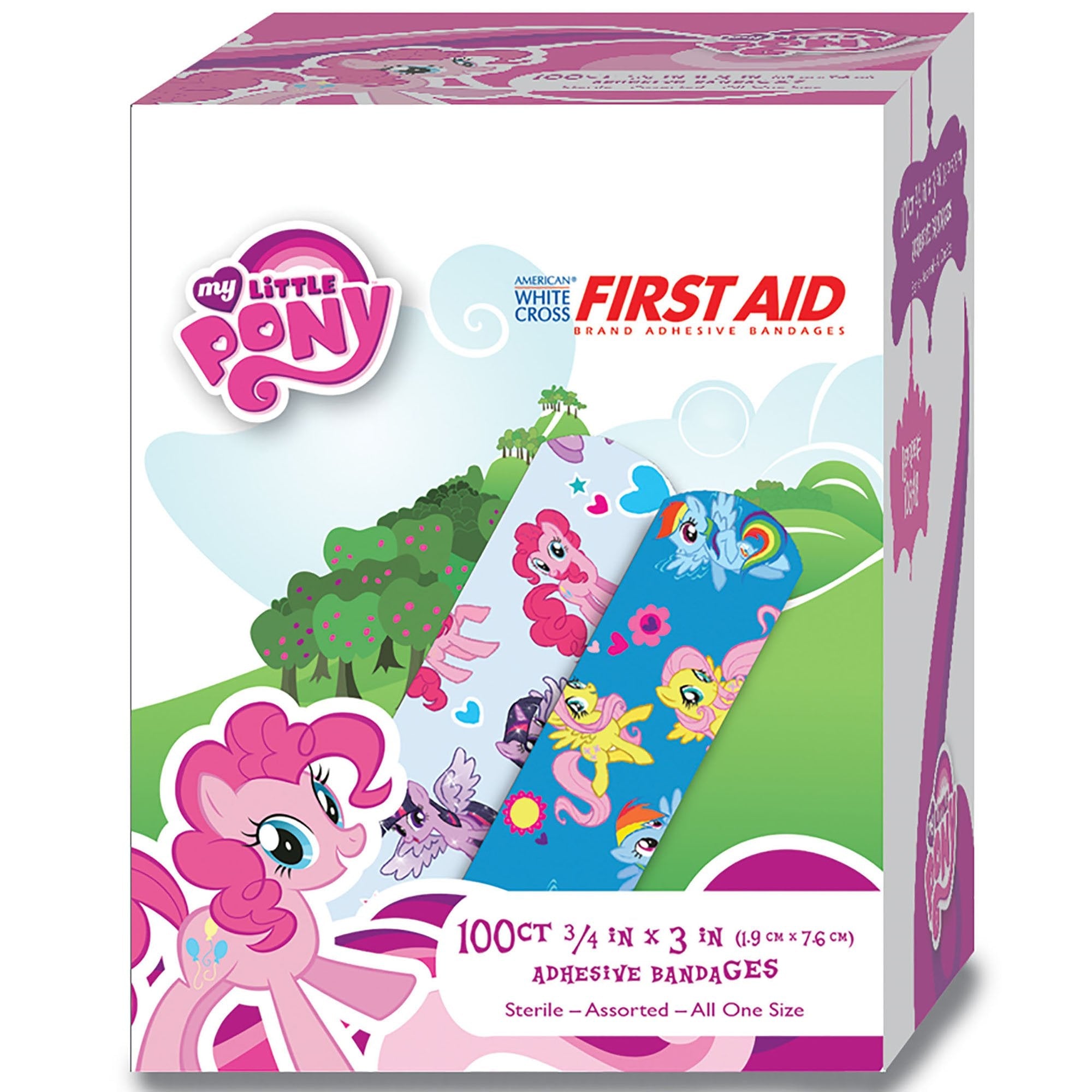American® White Cross Stat Strip® Kid Design (My Little Pony) Adhesive Strip, 3/4 x 3 Inch (100 Units)