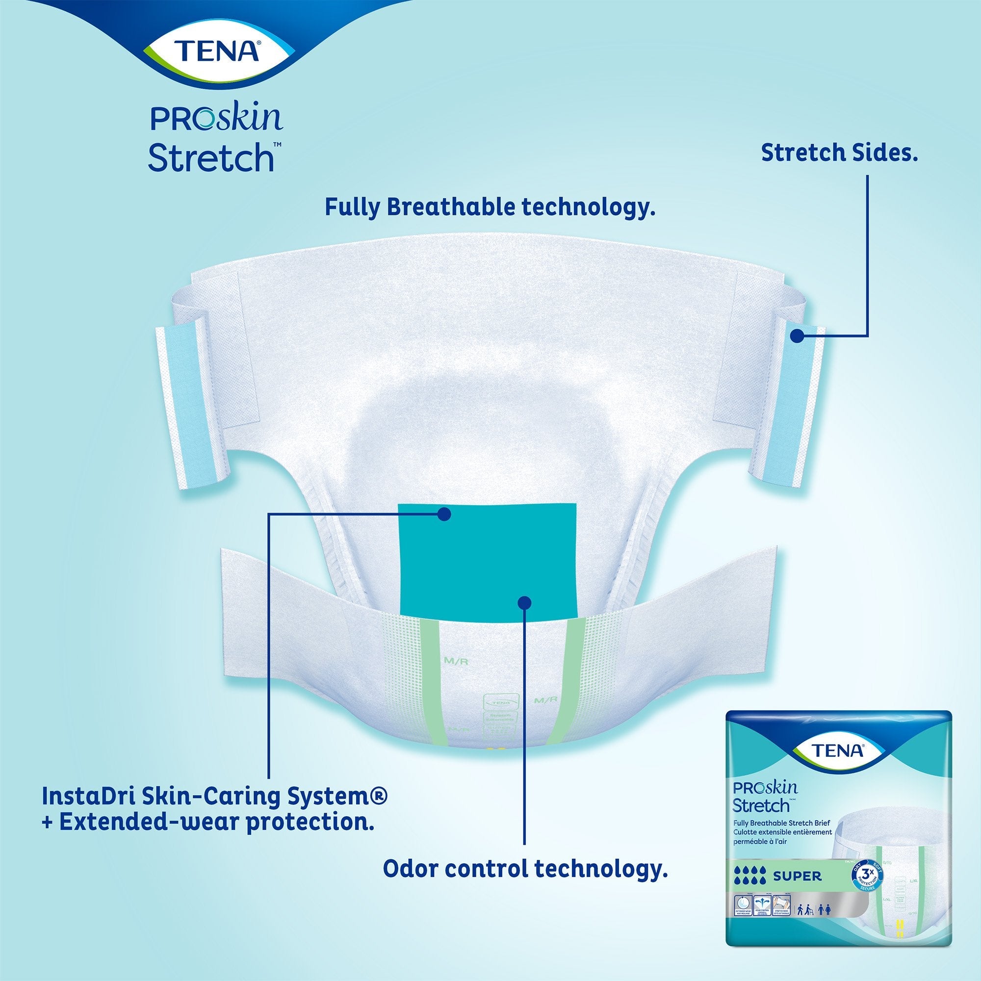 Tena ProSkin Stretch Super 3XL Incontinence Briefs, Heavy Absorbency (8-Pack)