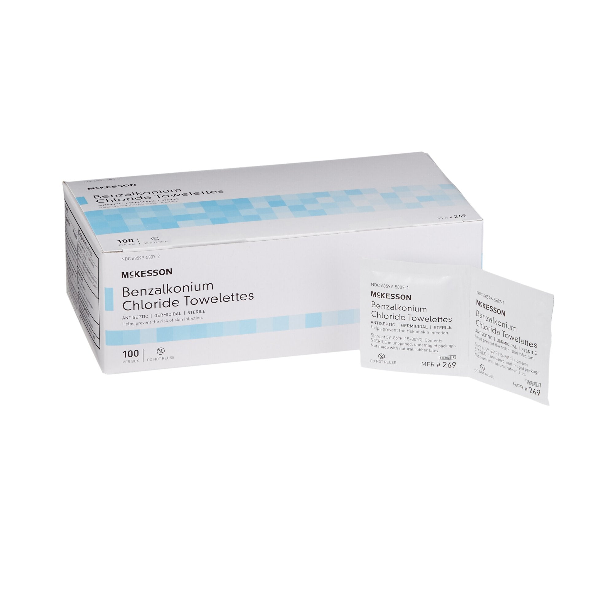McKesson Sanitizing Skin Wipes - Antiseptic Towelettes, 100ct Pack
