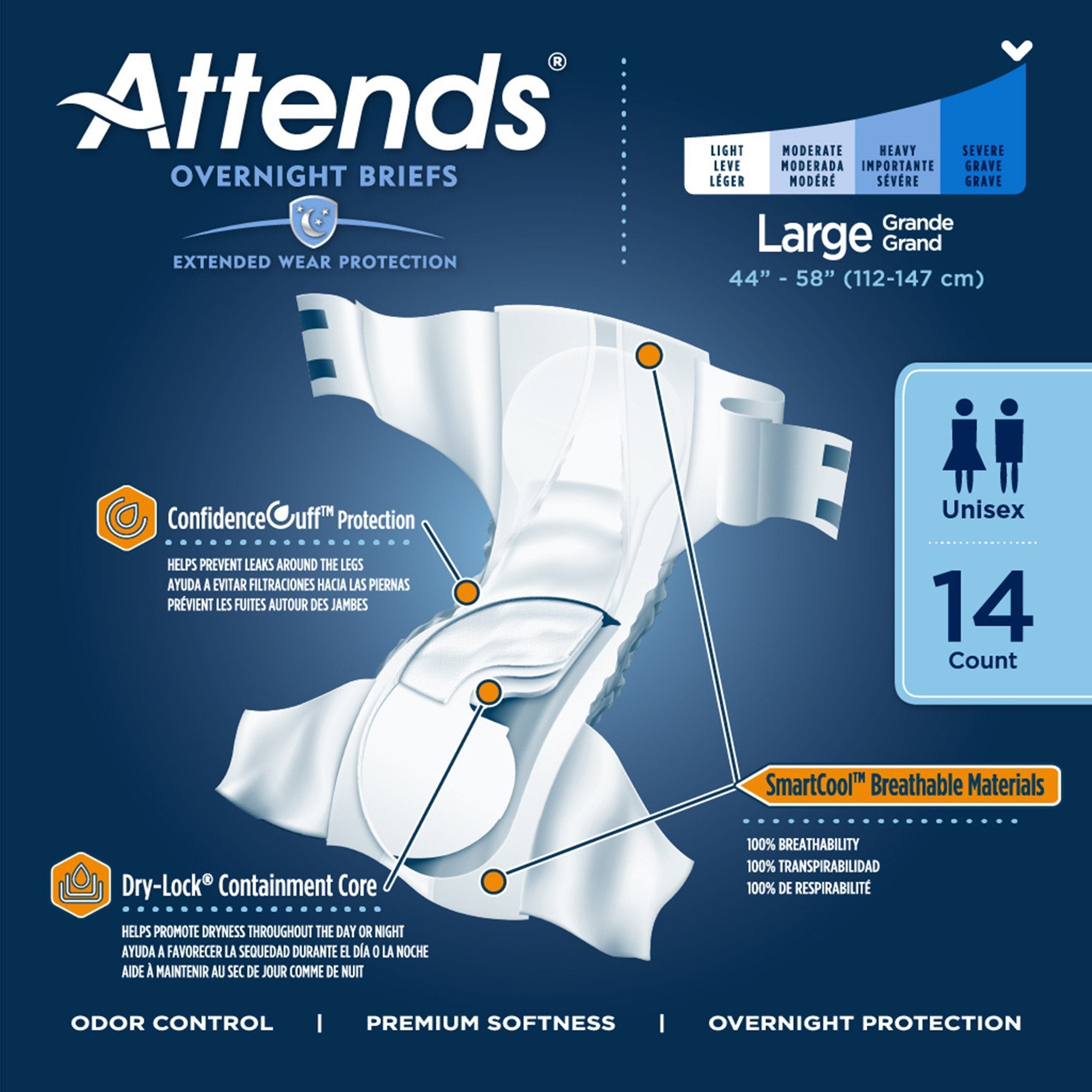 Attends® Briefs with Overnight Protection, Large (14 Units)