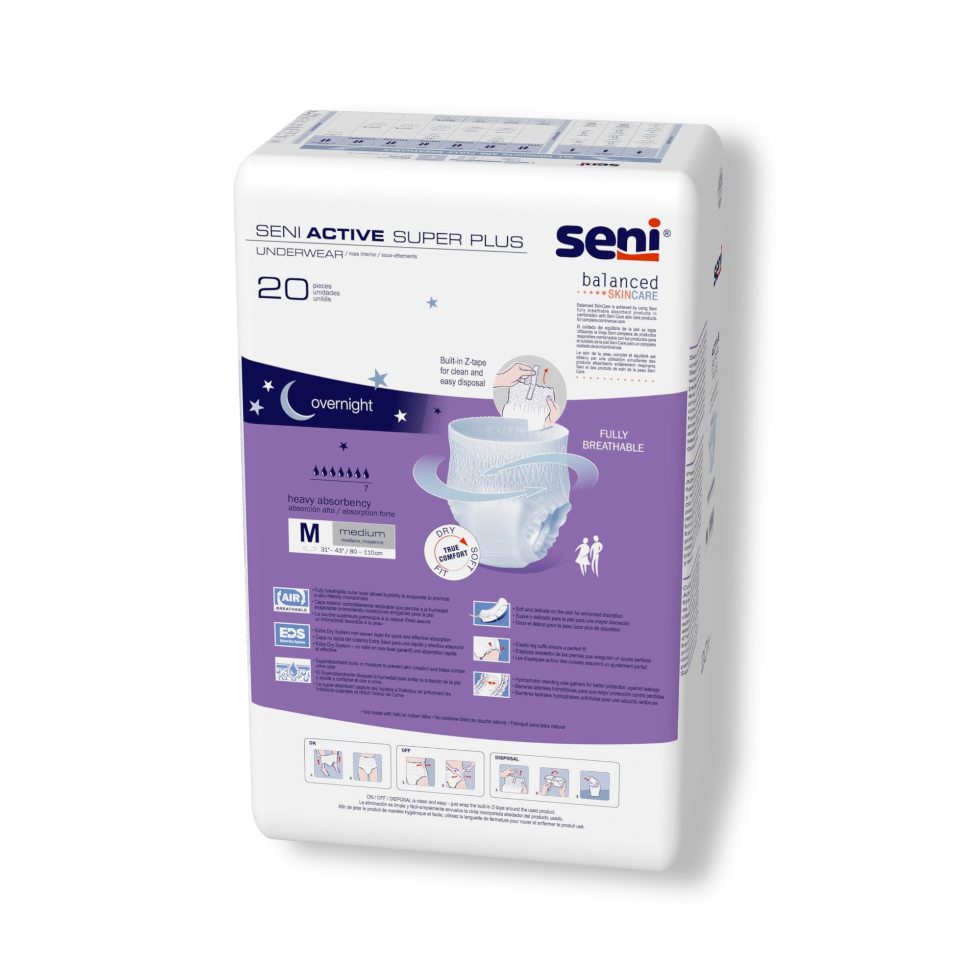 Seni® Active Super Plus Heavy Absorbent Underwear, Medium (20 Units)
