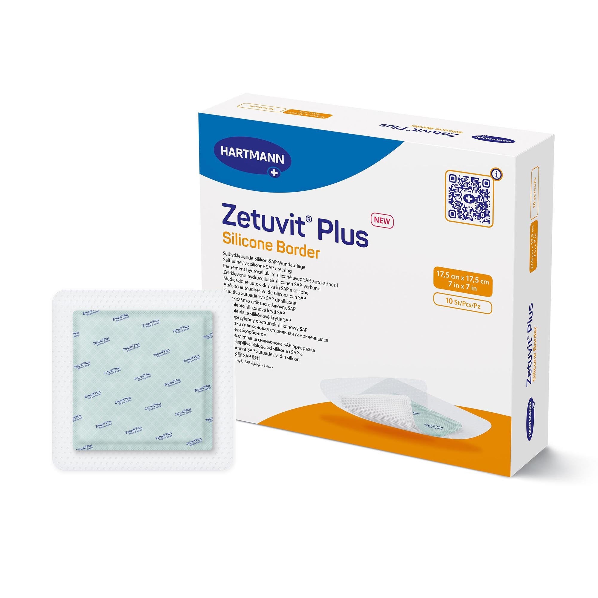 Zetuvit® Plus Silicone Border Super Absorbent Dressing, 7 x 7 Inch (1 Unit)