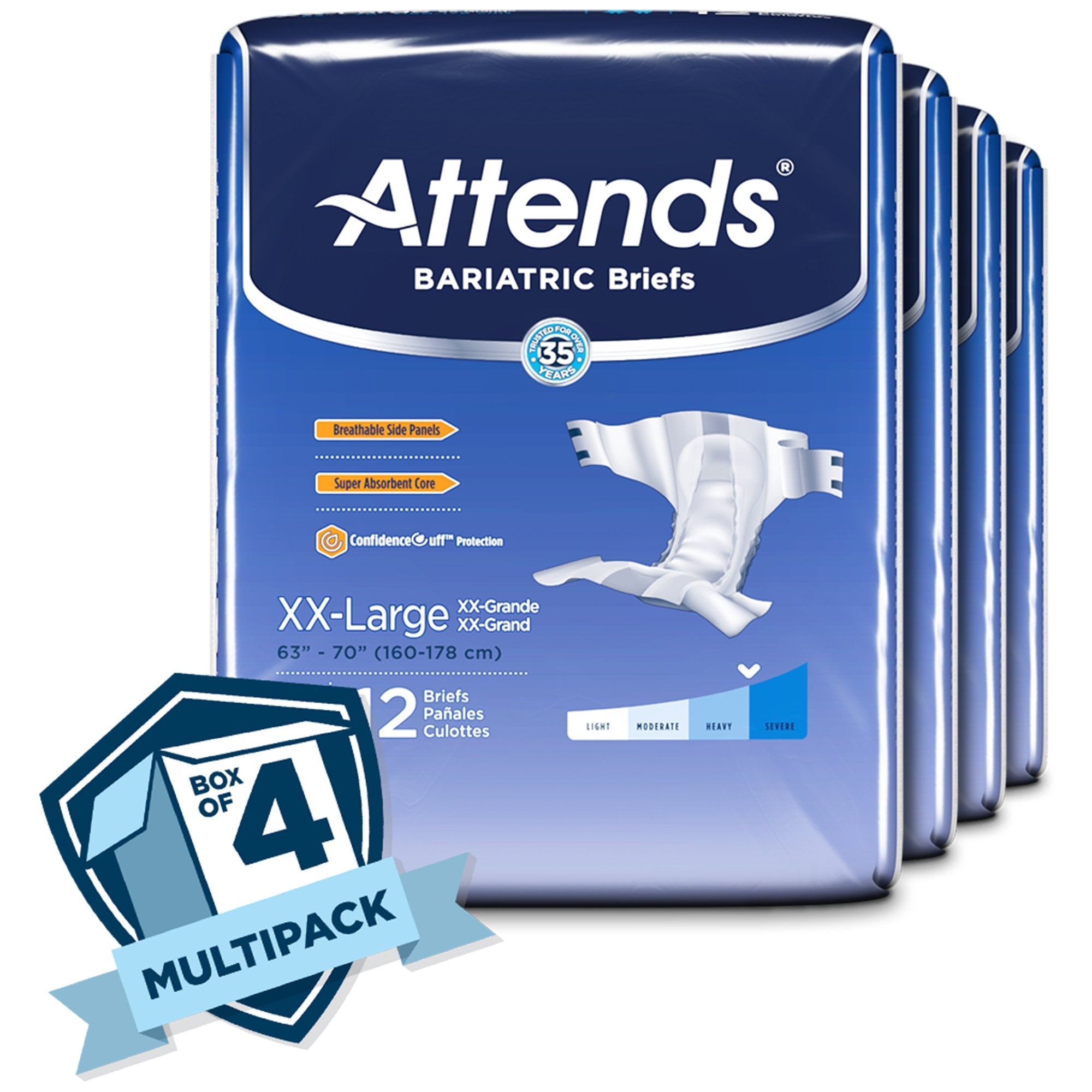 Attends Bariatric Briefs 2XL - Heavy Absorbency Disposable Incontinence Aid