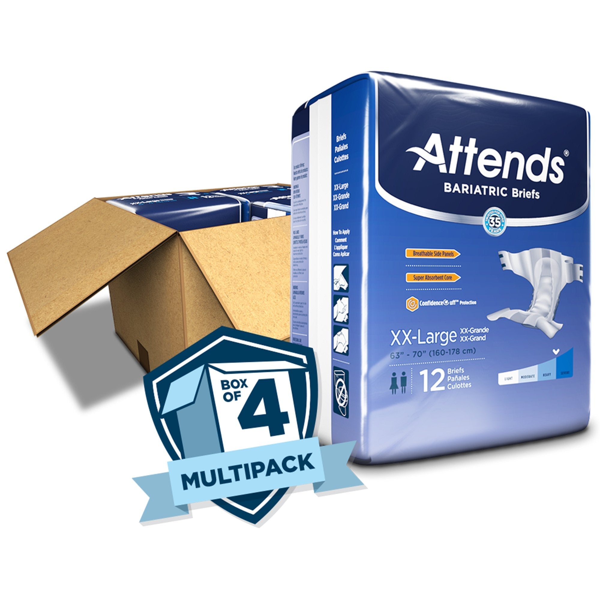 Attends Bariatric Briefs 2XL - Heavy Absorbency Disposable Incontinence Aid