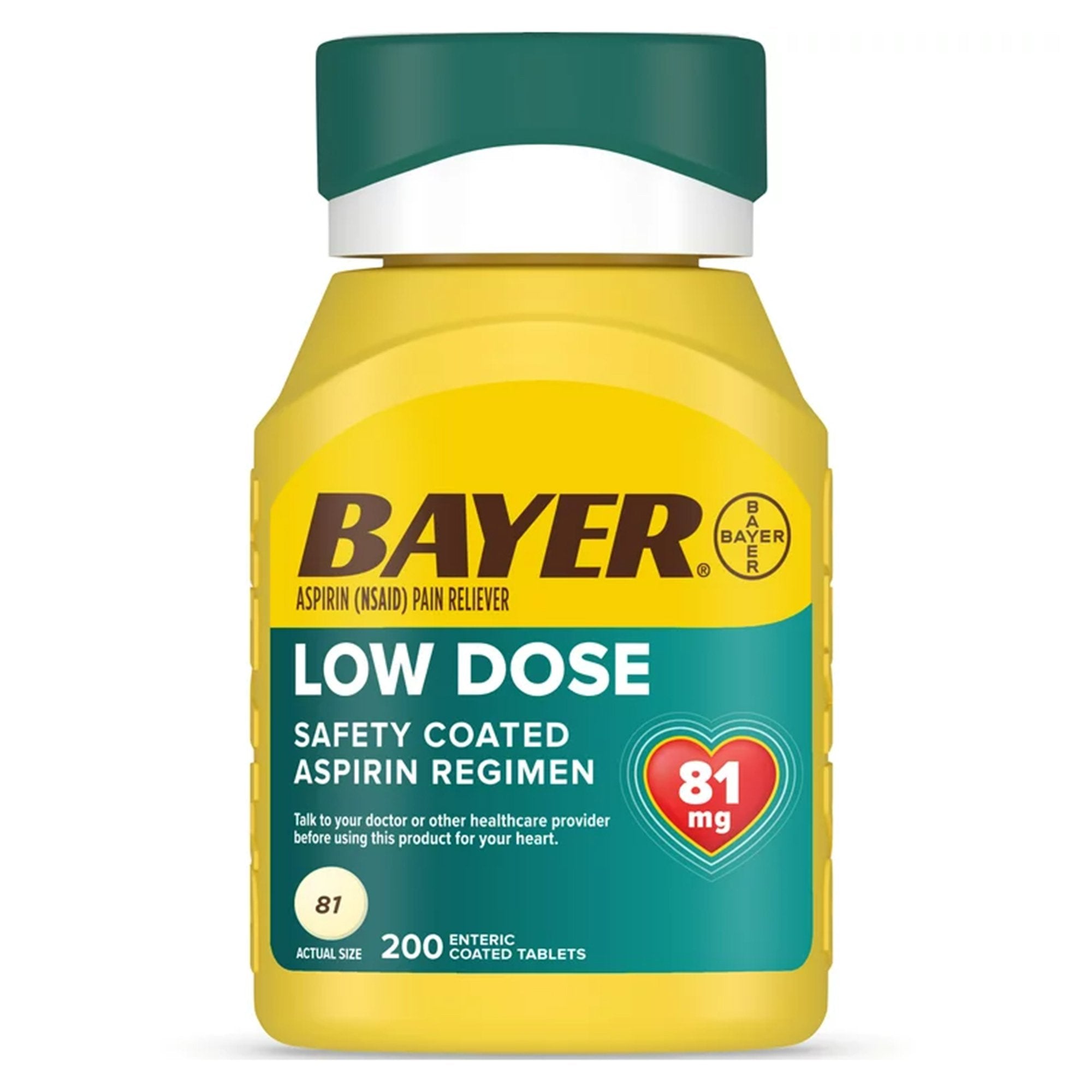 Bayer Low Dose Safety Coated Aspirin 81 mg Tablets (1 Unit)
