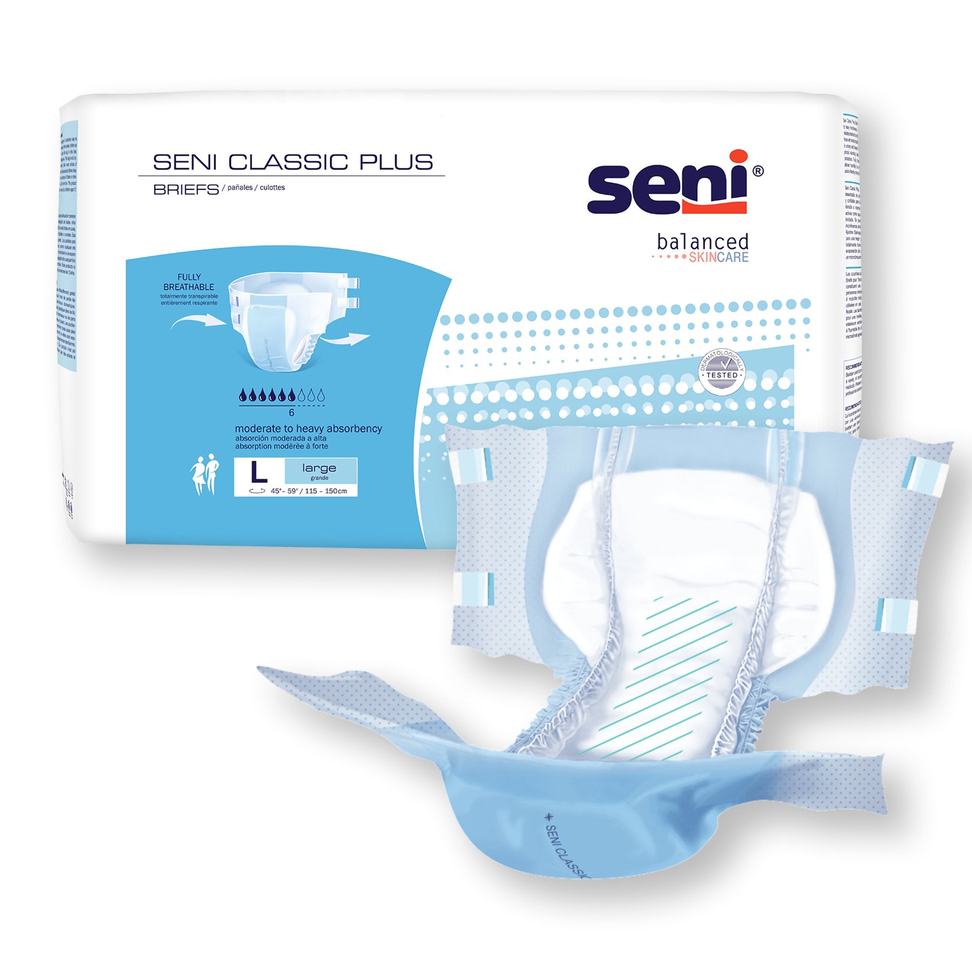 Seni® Classic Plus Moderate to Heavy Incontinence Brief, Large (25 Units)
