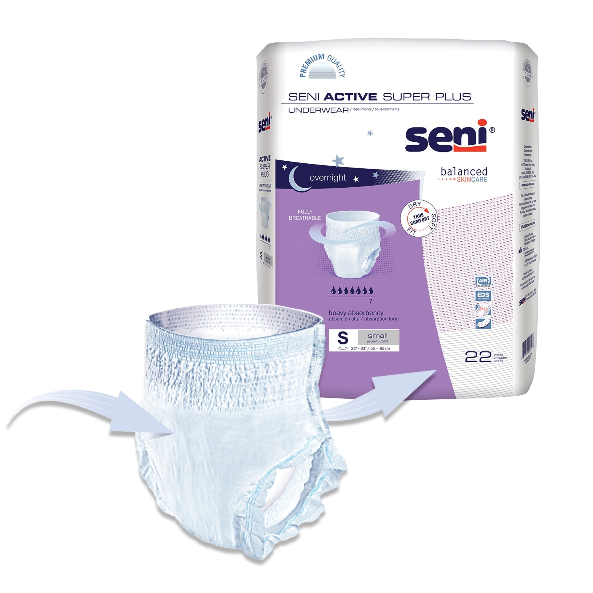 Seni® Active Super Plus Heavy Absorbent Underwear, Small (22 Units)