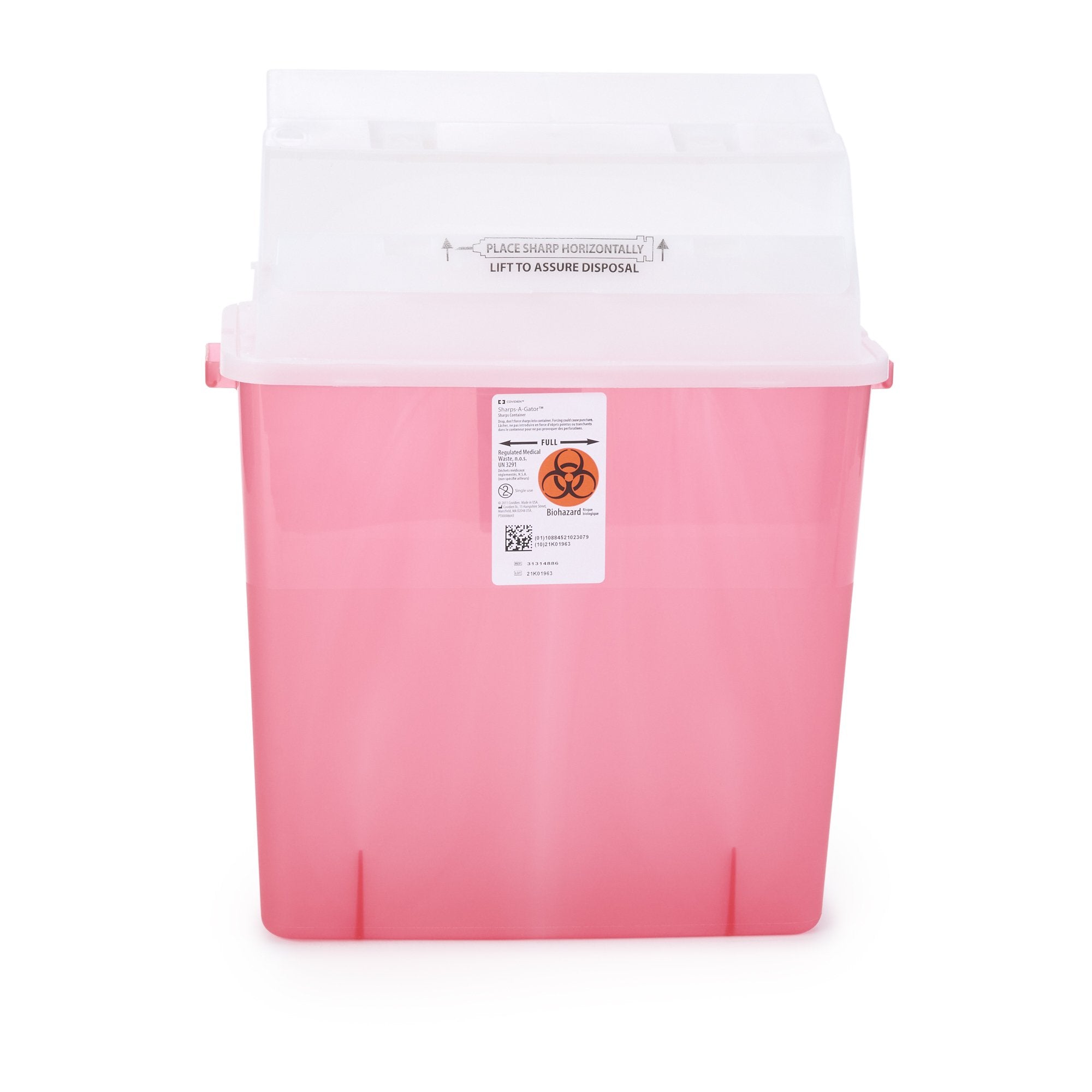 Sharps-A-Gator™ Multi-purpose Sharps Container, 3 Gallon, 20½ x 14 x 6 Inch (1 Unit)