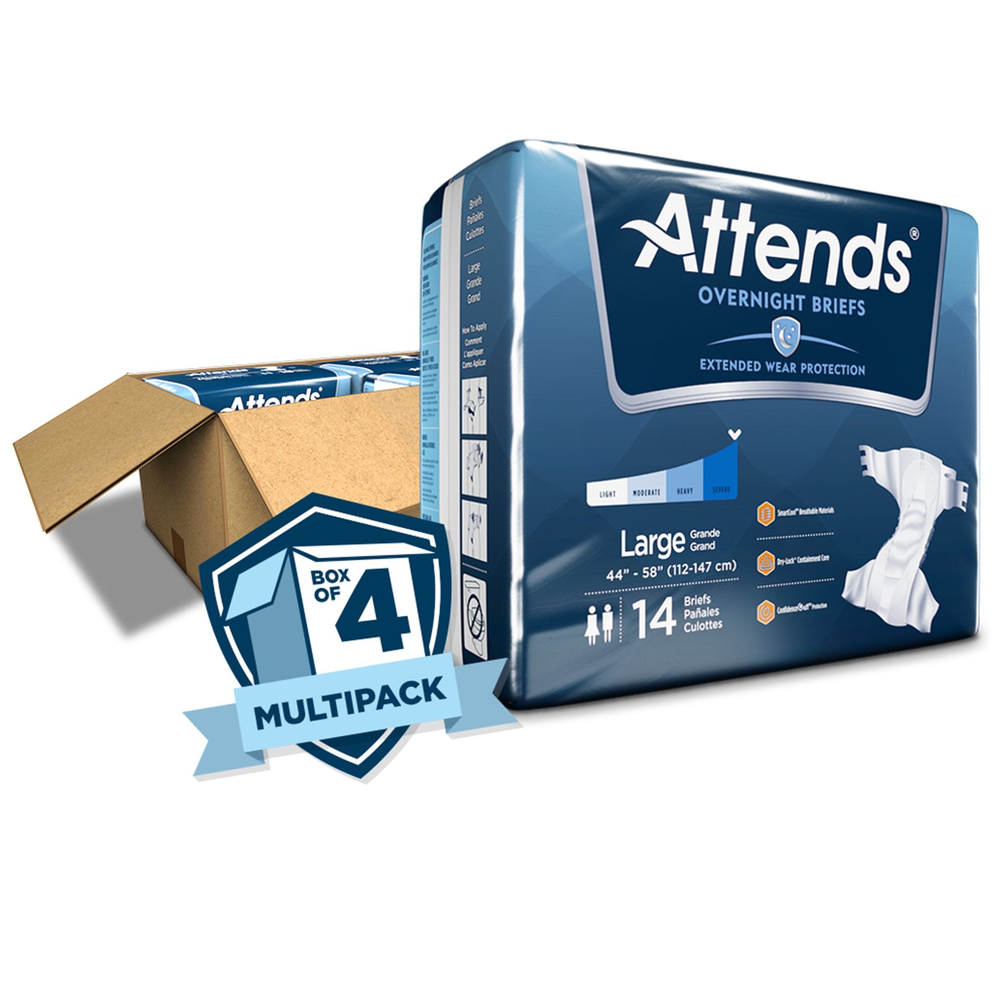 Attends® Briefs with Overnight Protection, Large (14 Units)