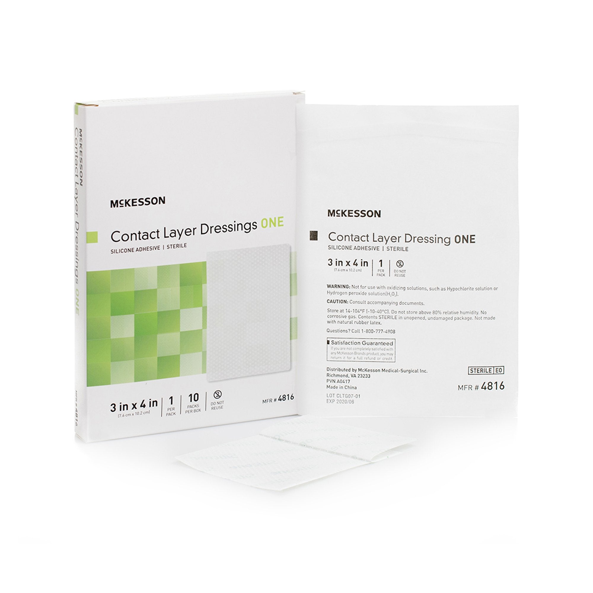 McKesson Silicone Wound Contact Layer Dressing, 3 x 4 Inch (10 Units)