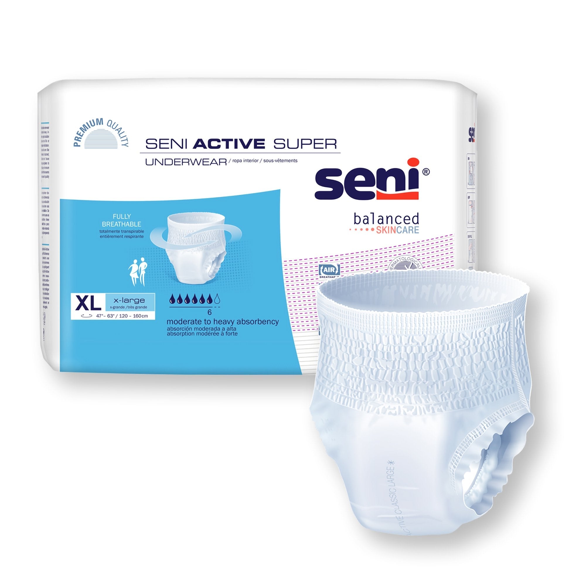 Seni® Active Super Moderate to Heavy Absorbent Underwear, Extra Large (14 Units)