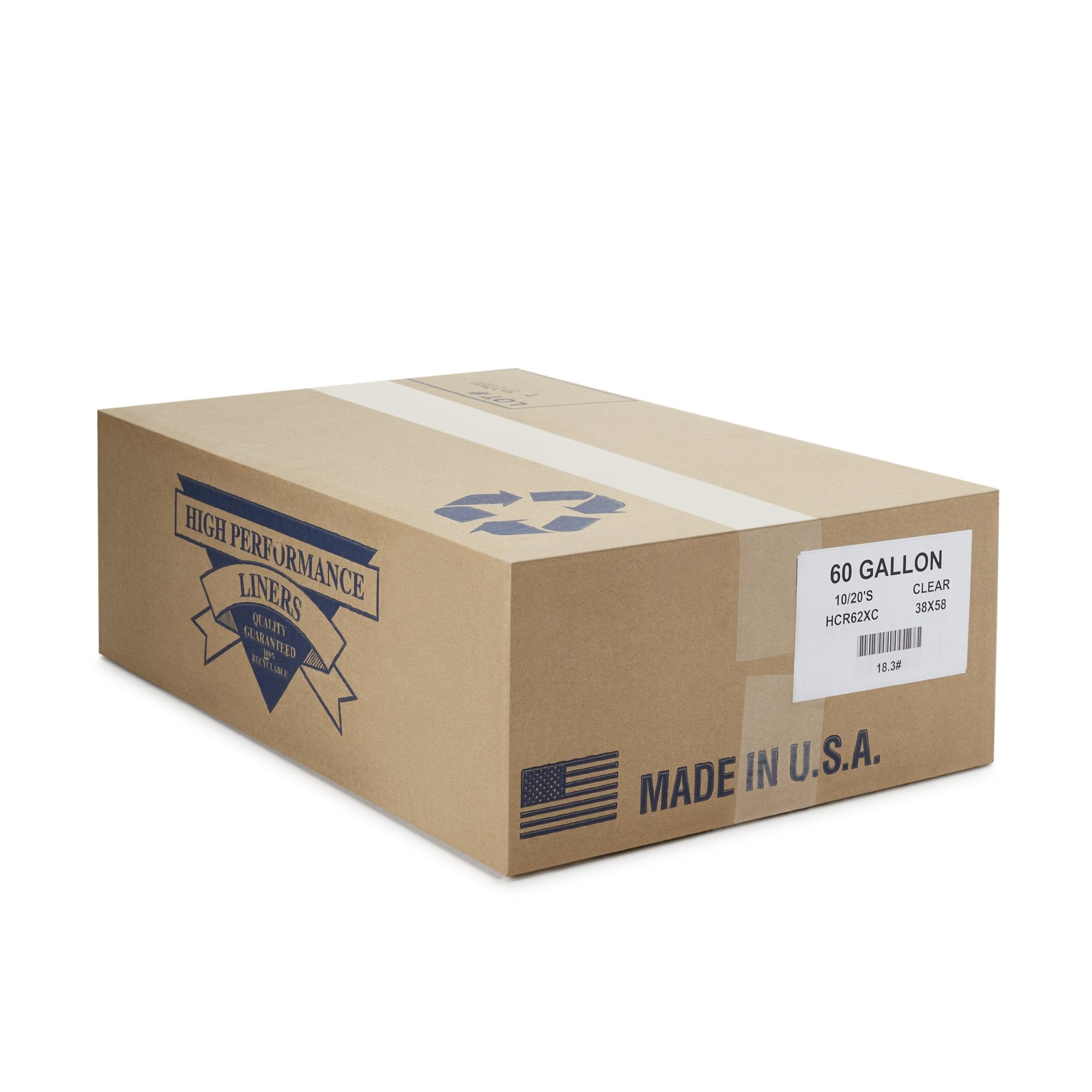 Colonial Bag Extra Heavy Duty Trash Bag, 60 gal, Clear (10 Units)