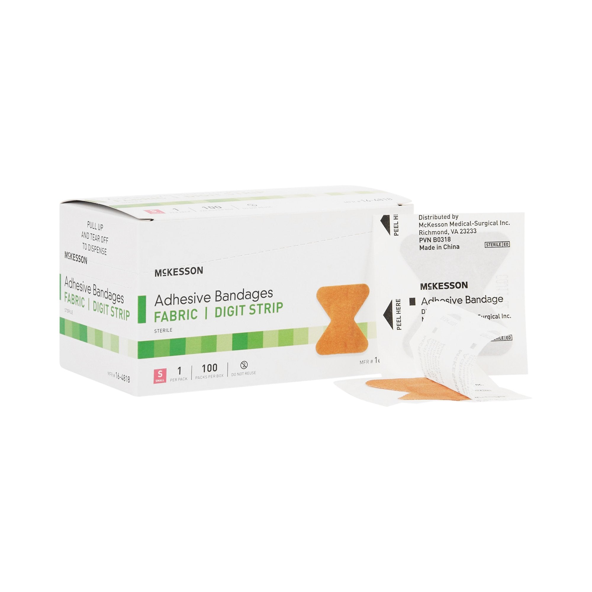McKesson Fingertip Tan Adhesive Strip, Small (100 Units)