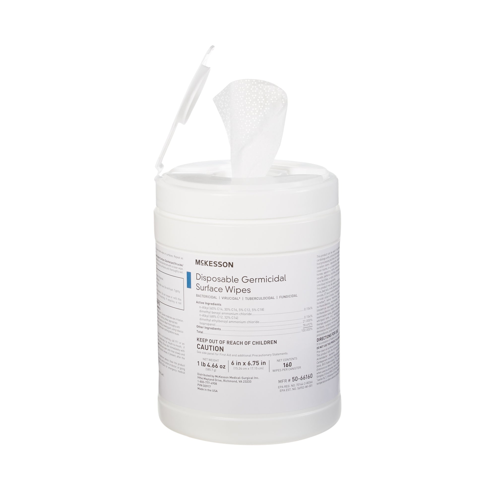 McKesson Disinfectant Wipes, 160 Ct Large Canister, Alcohol Scent