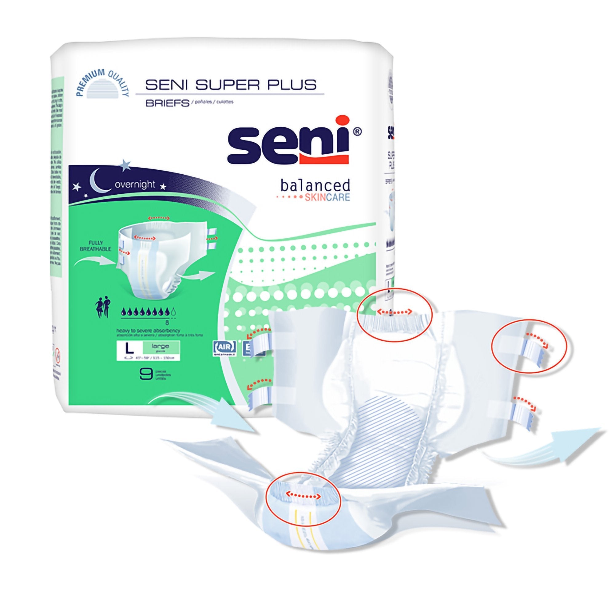 Seni® Super Plus Heavy to Severe Absorbency Incontinence Brief, Large (9 Units)