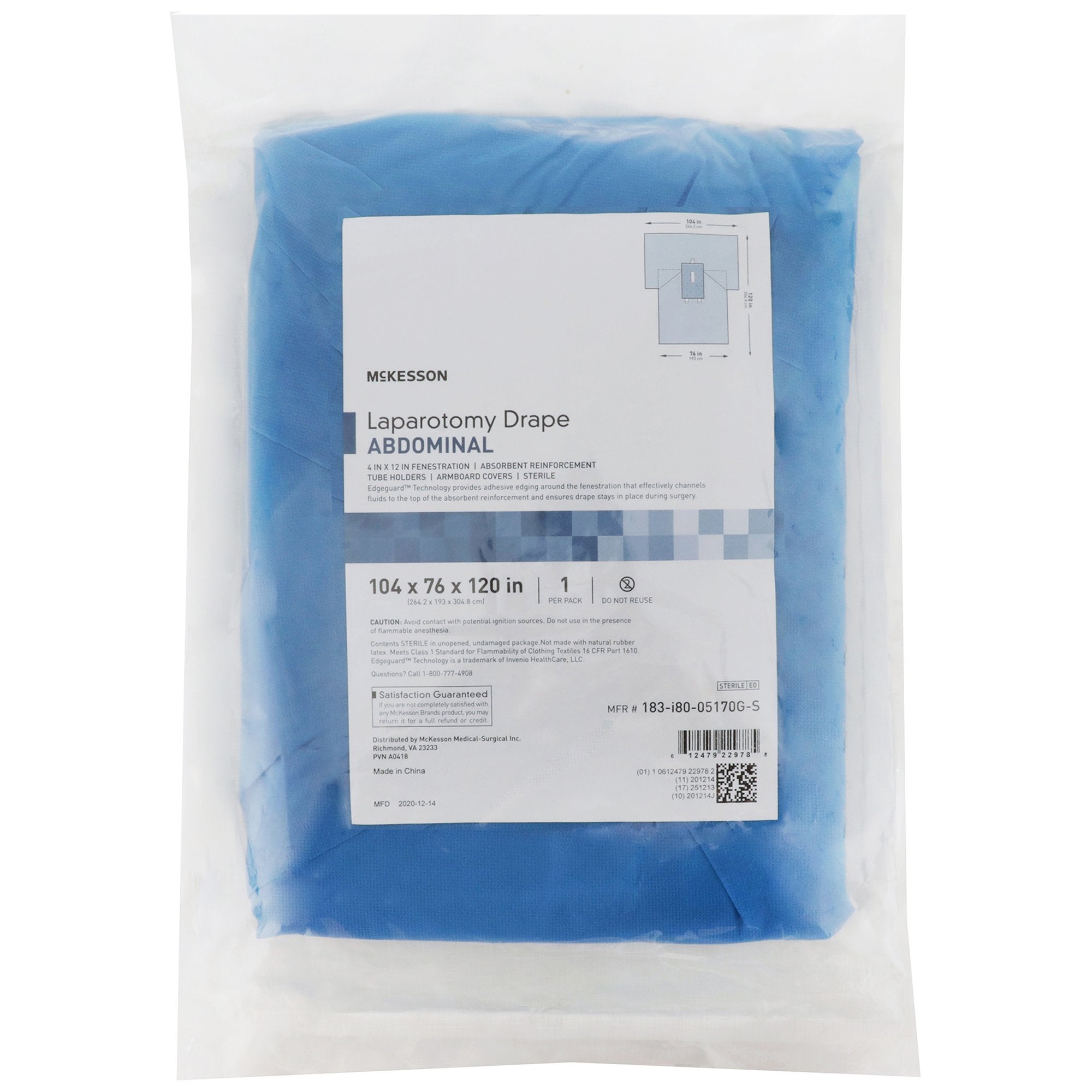 McKesson Sterile Laparotomy Abdominal Drape, 102 x 76 x 120 Inch (1 Unit)