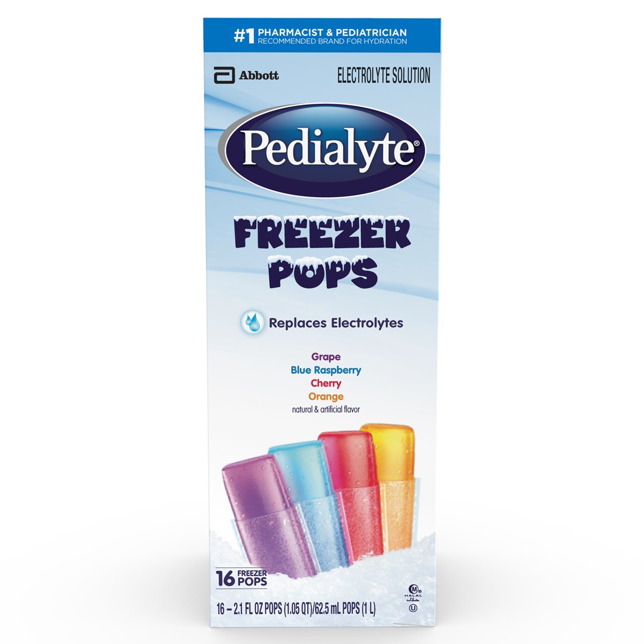 Pedialyte® Freezer Pop Electrolyte Solution, Assorted Flavors (16 Units)
