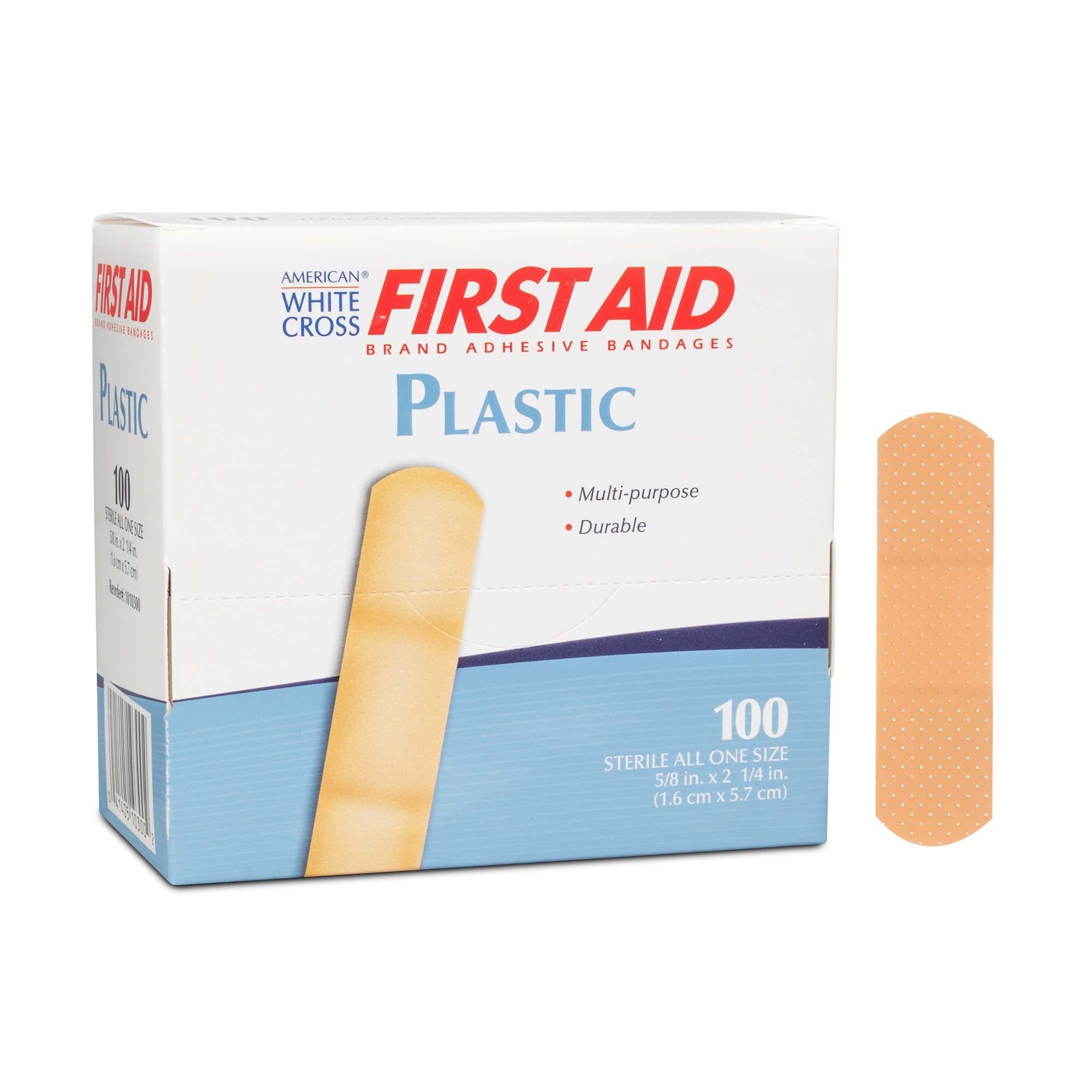 American® White Cross First Aid Adhesive Strips, 5/8 x 2¼ Inches (100 Units)