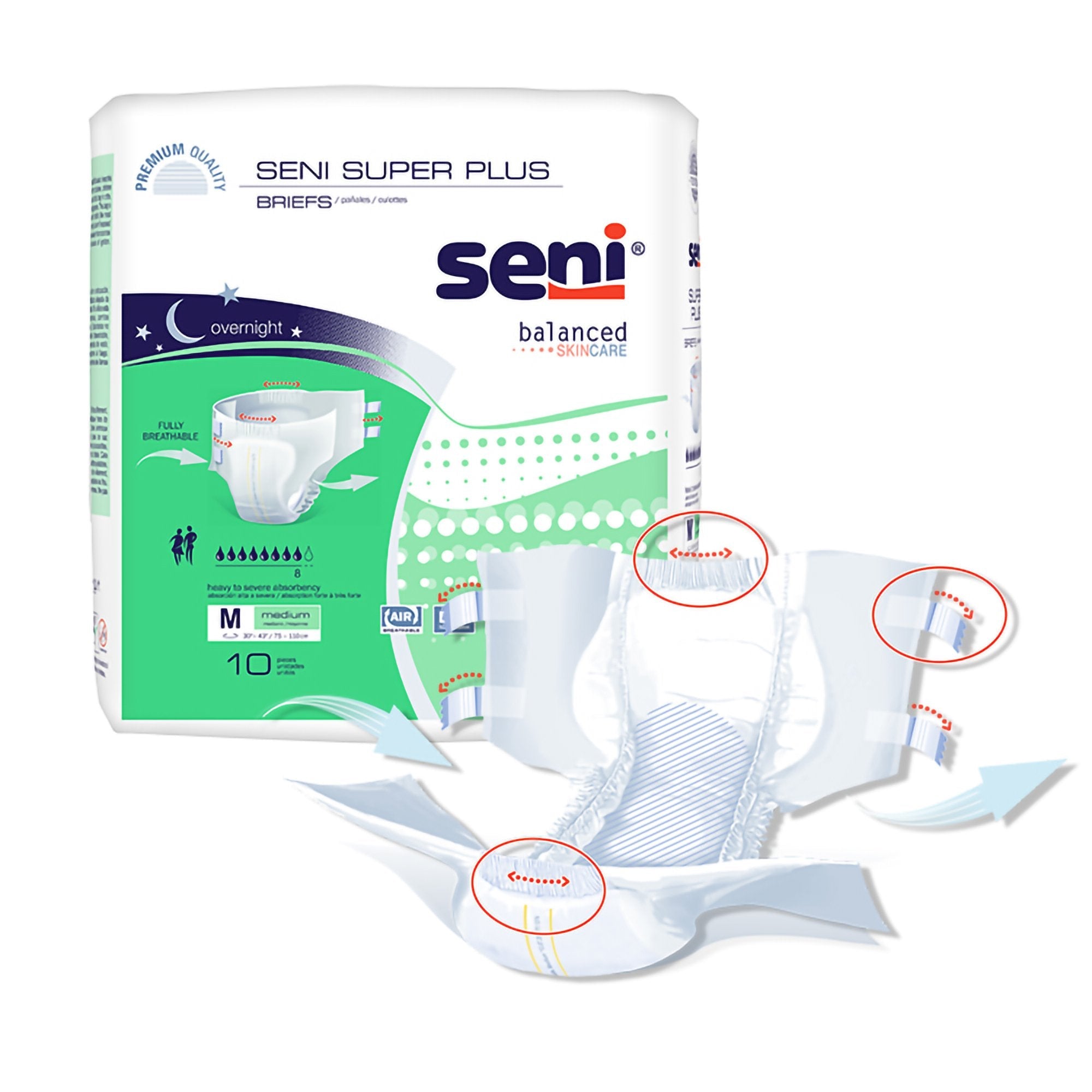 Seni® Super Plus Heavy to Severe Absorbency Incontinence Brief, Medium (10 Units)