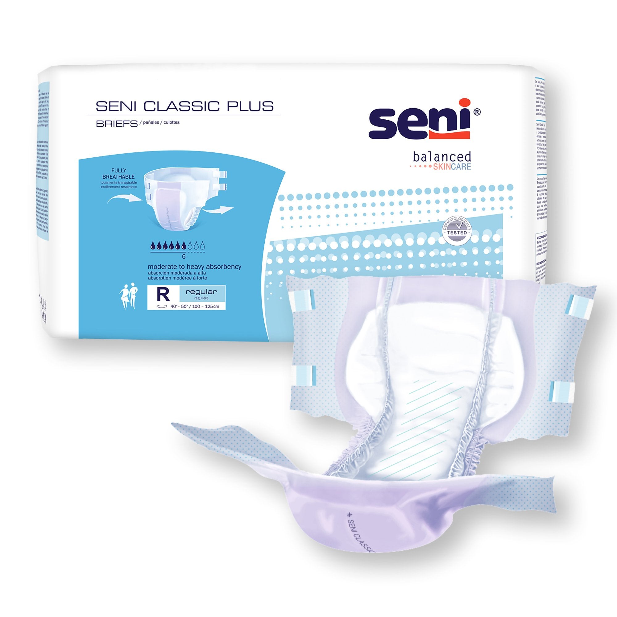 Seni® Classic Plus Moderate to Heavy Absorbency Incontinence Brief, Regular (25 Units)