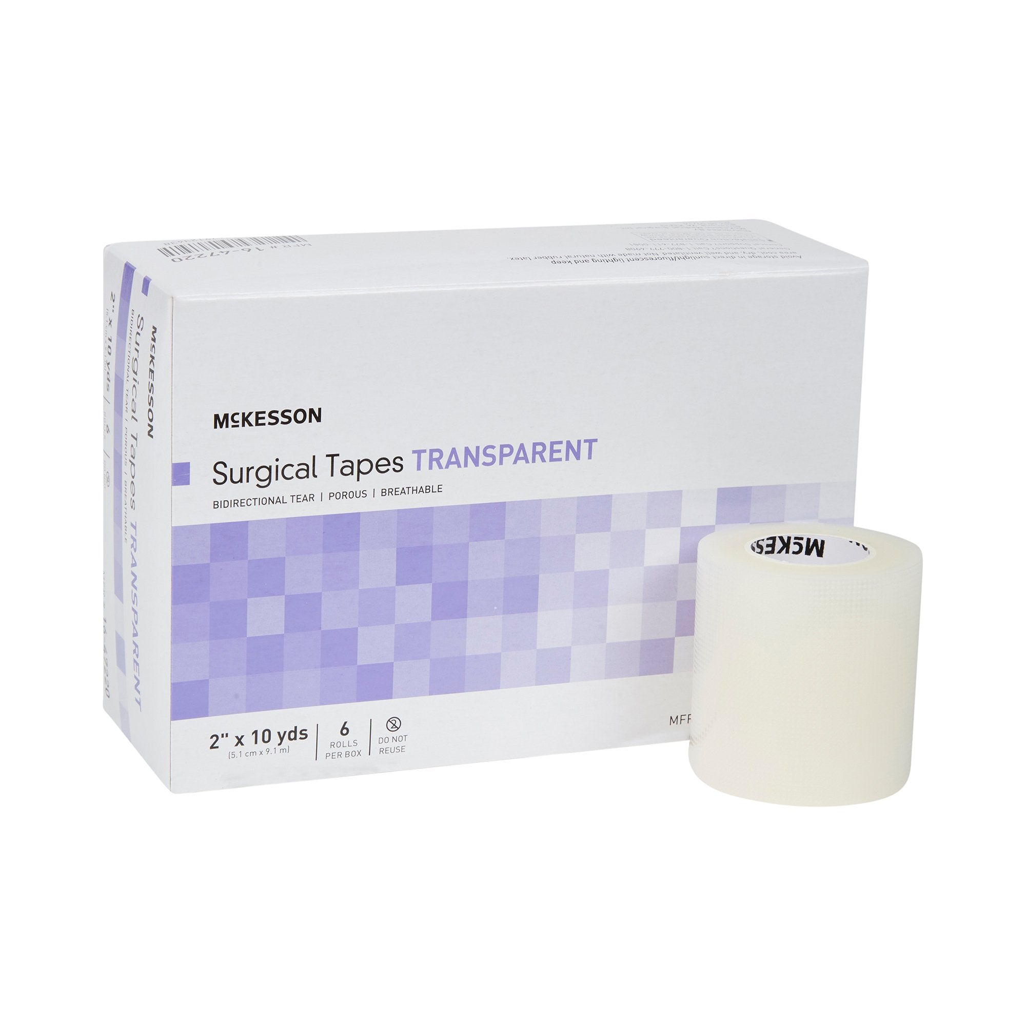 McKesson Plastic Medical Tape, 2 Inch x 10 Yard, Transparent (6 Units)