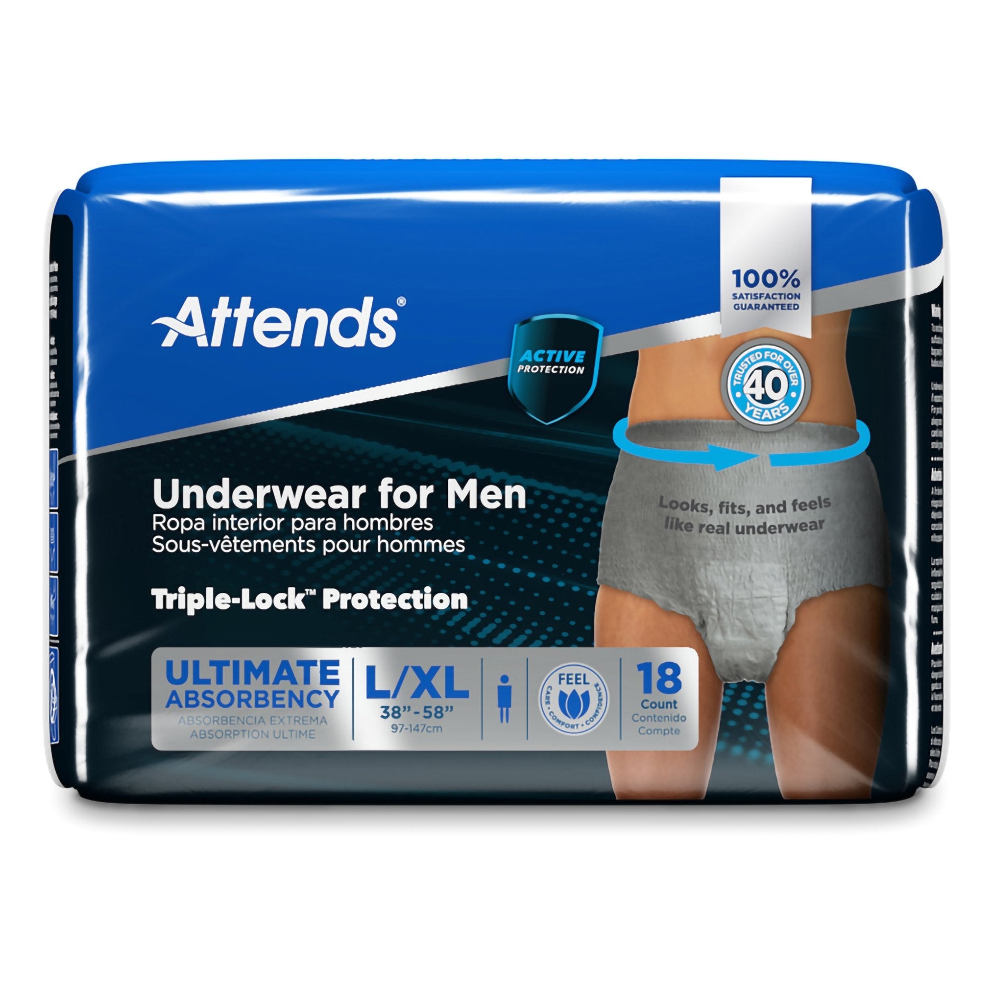Attends® Discreet Men's Underwear, Level 5, Large / X-Large (18 Units)