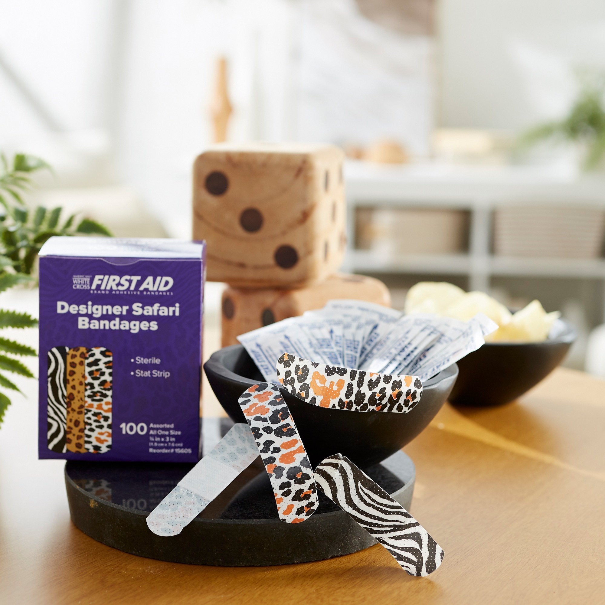 American® White Cross Stat Strip® Designer Safari Adhesive Strip, ¾ x 3 Inch (100 Units)