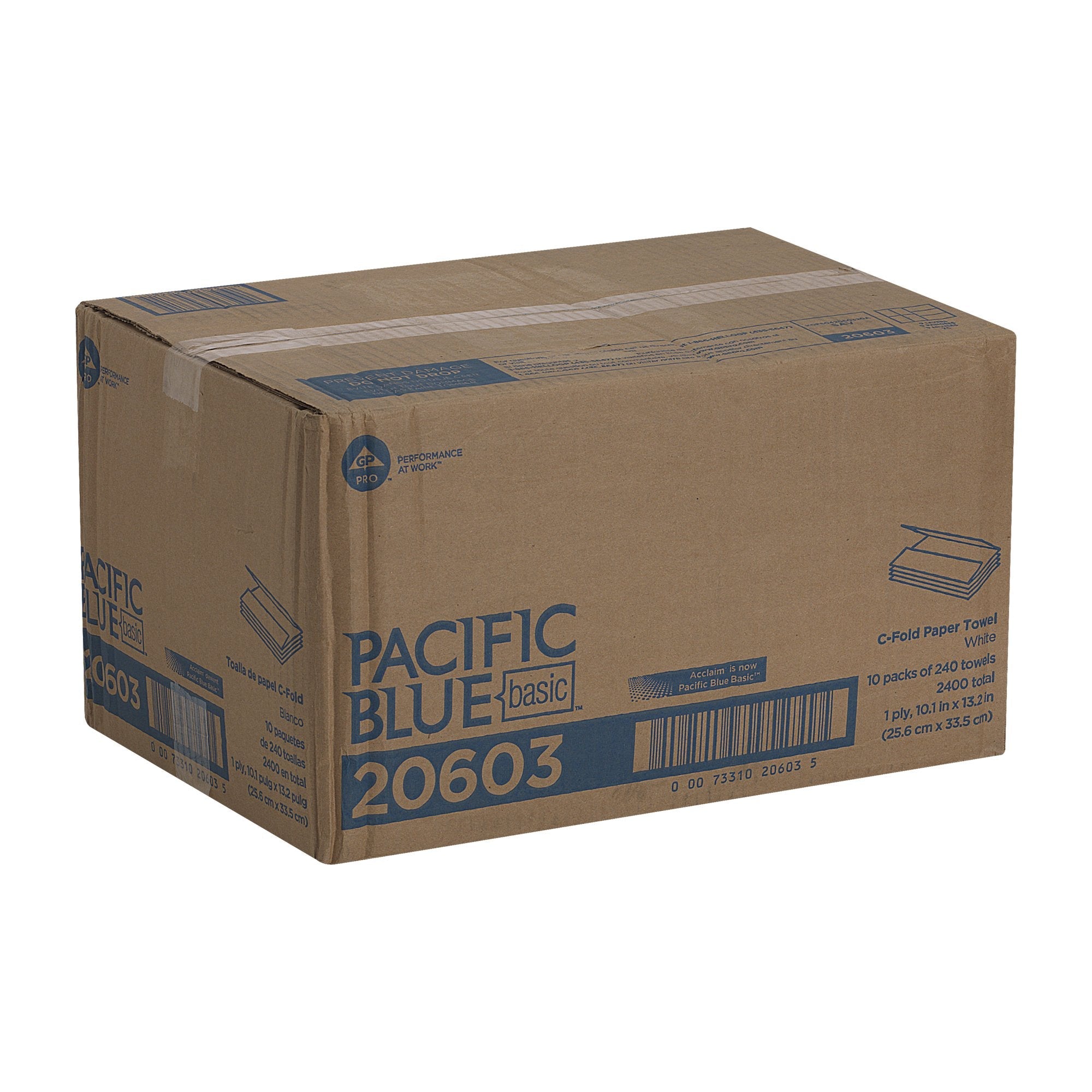 Pacific Blue Basic™ Paper Towel, 240 per Pack, 10 Packs per Case (240 Units)