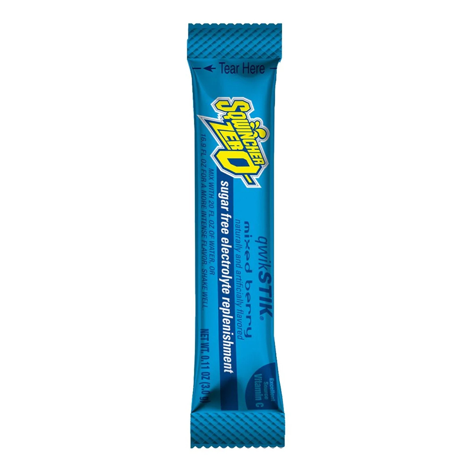 Sqwincher® Quik Stik® Zero Mixed Berry Electrolyte Replenishment Drink Mix (50 Units)