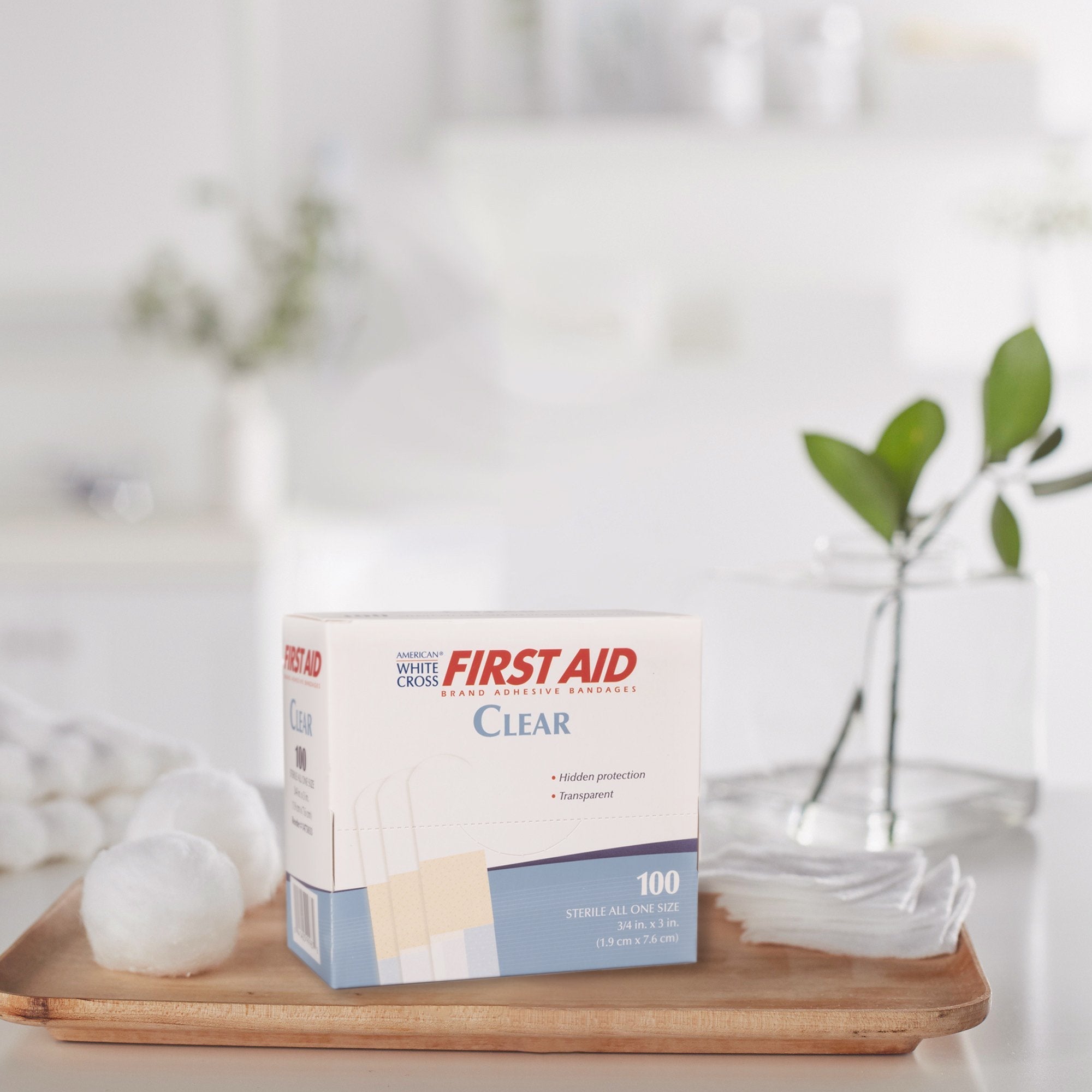 American® White Cross First Aid® Clear Adhesive Strip, 4 x 3 Inch (100 Units)