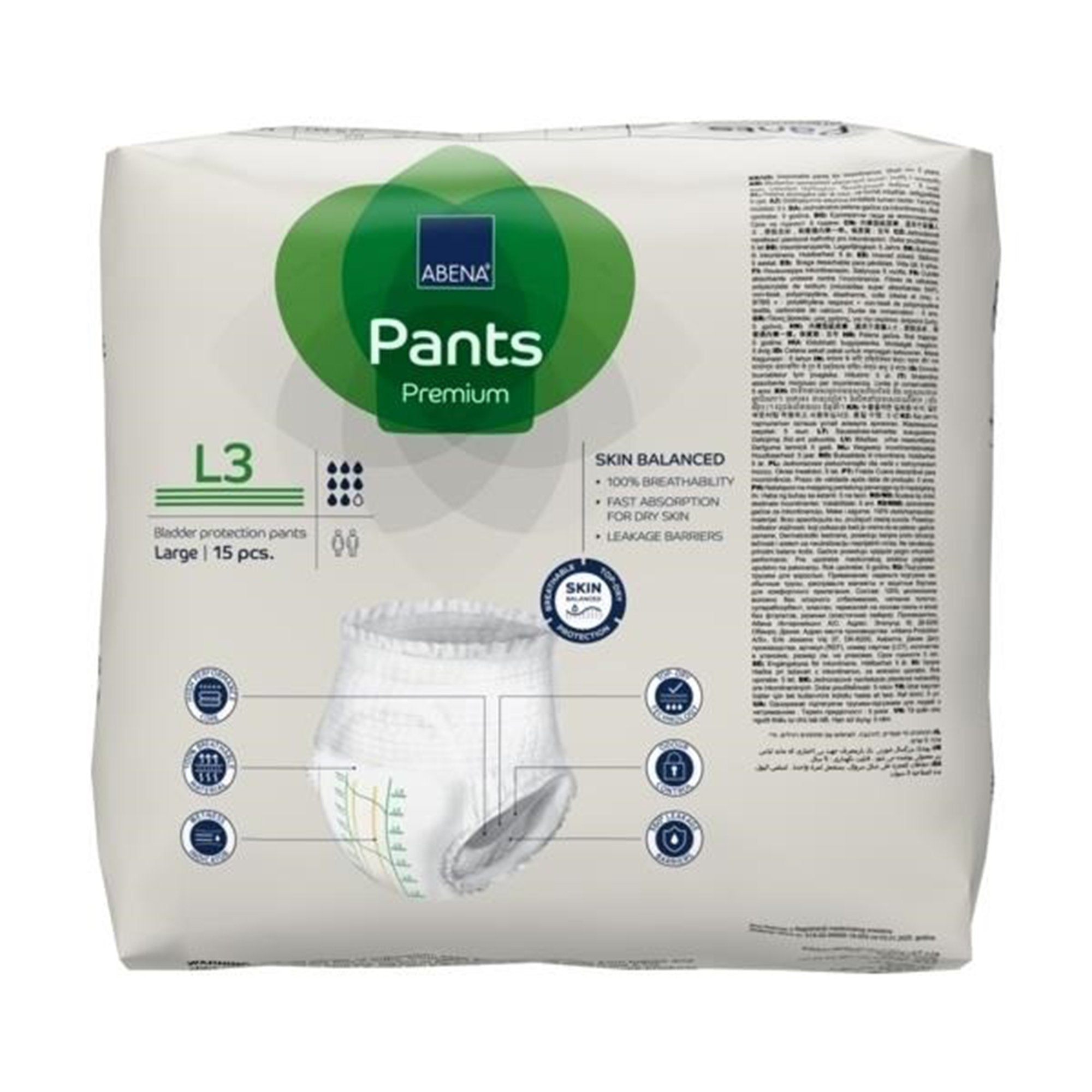 Abena Premium Pants L3 - High Absorbency Incontinence Briefs, Large