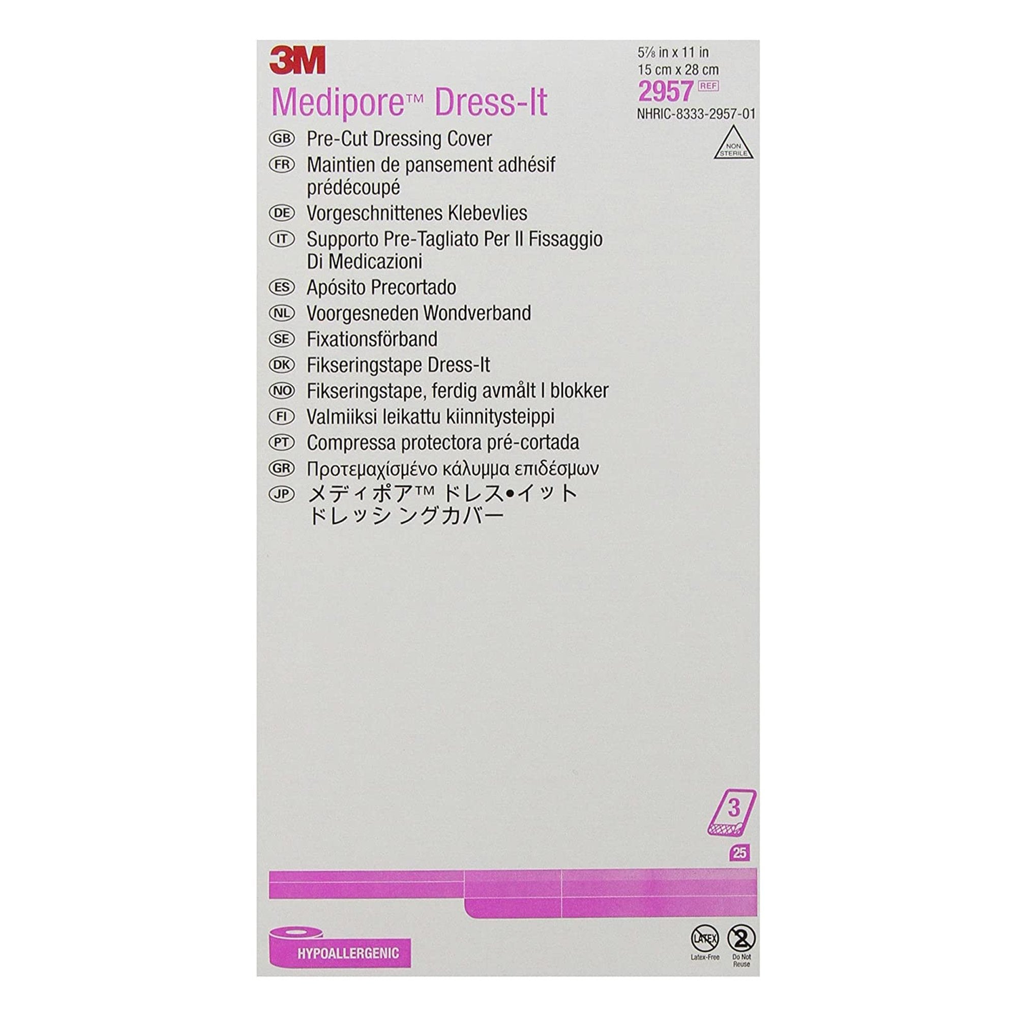 3M™ Medipore™ Dress-It Dressing Retention Tape with Liner, 5-7/8 x 11 Inch (25 Units)
