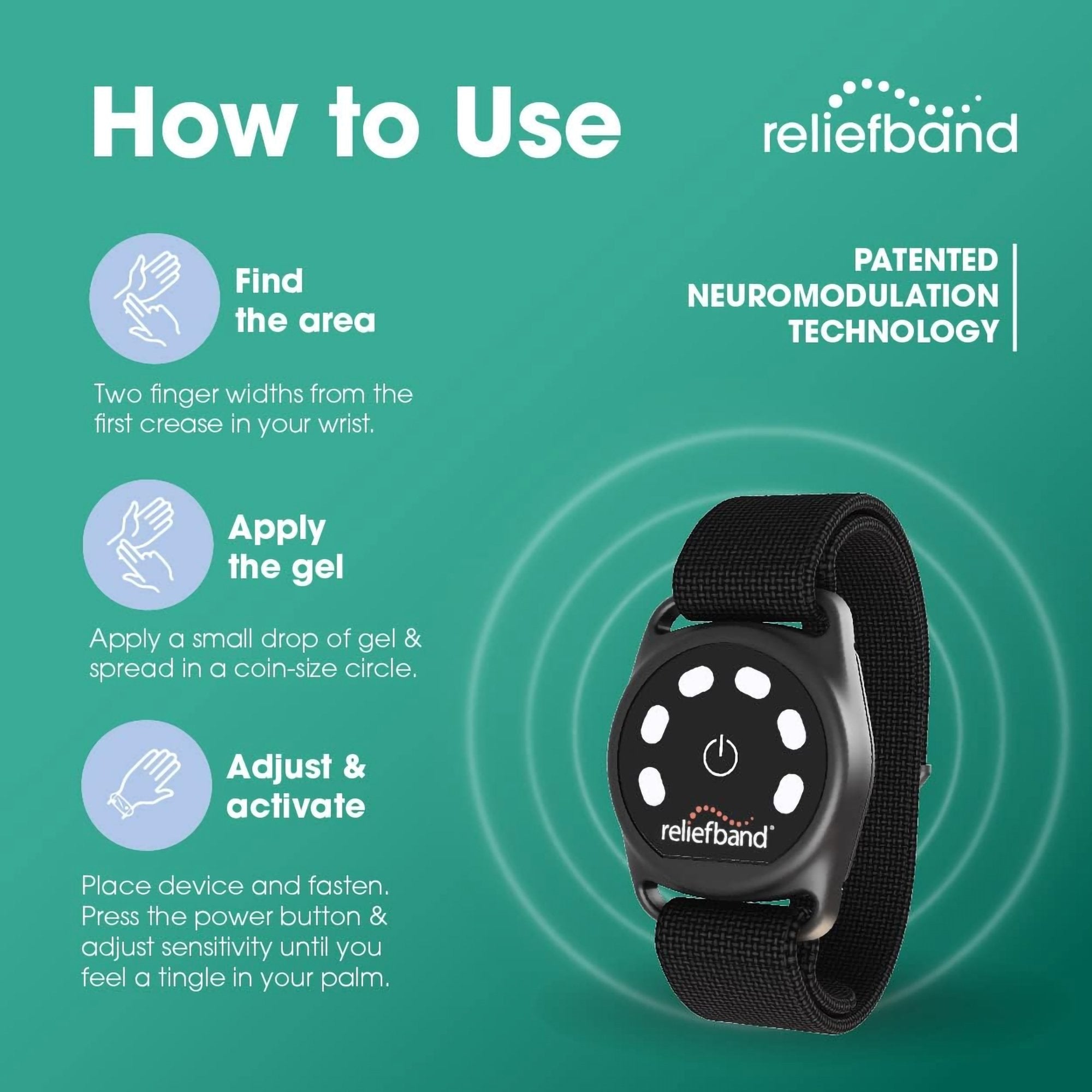 Reliefband® Sport Nausea Relief Wrist Band, Black (1 Unit)