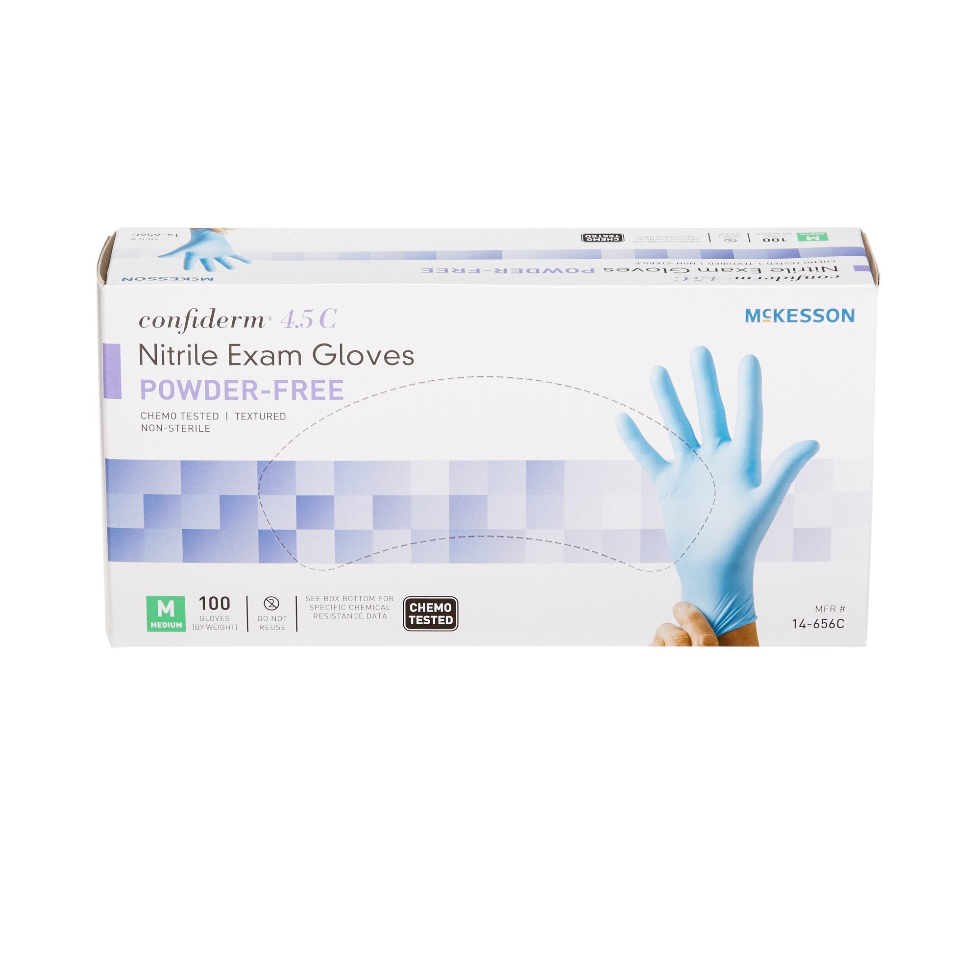 McKesson Confiderm 4.5C Nitrile Exam Gloves, Medium, Blue - 100 Pack