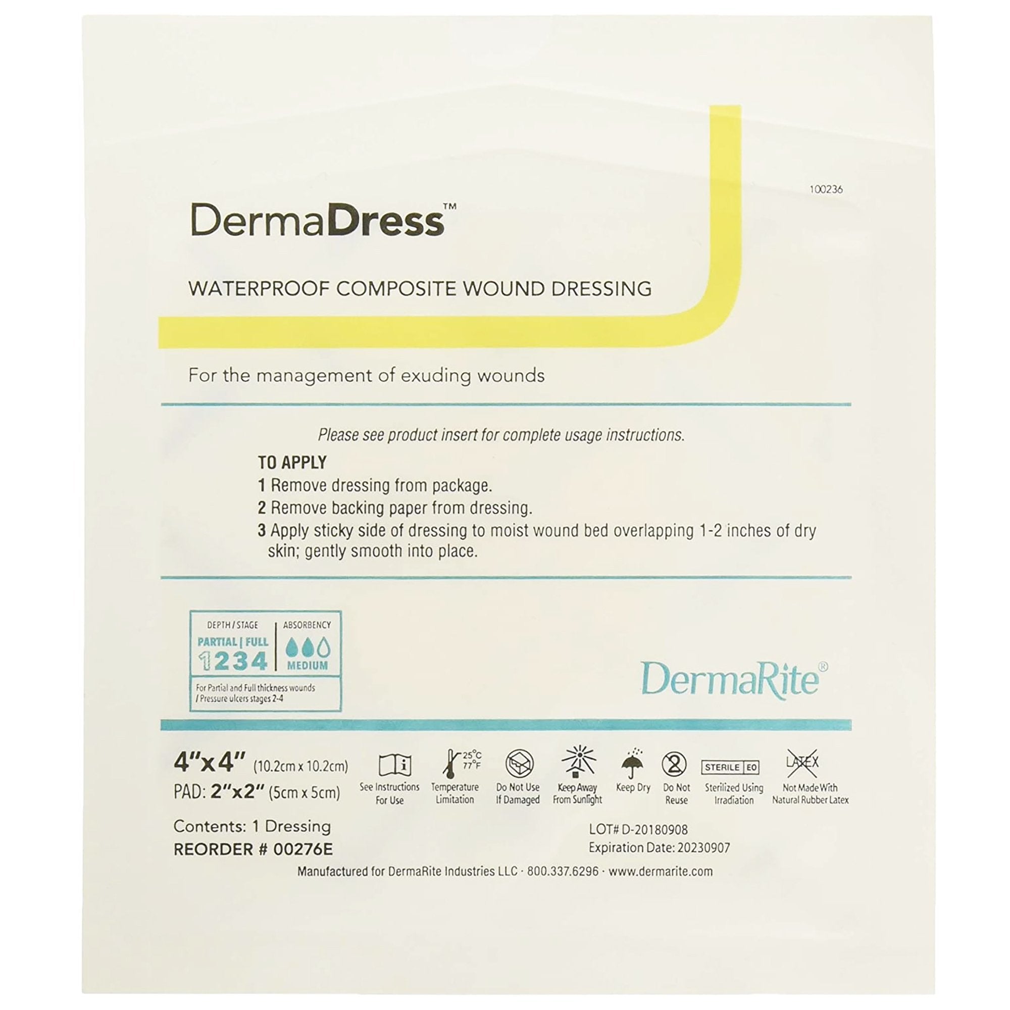 DermaDress™ Composite Dressing, 4 x 4 Inch (10 Units)