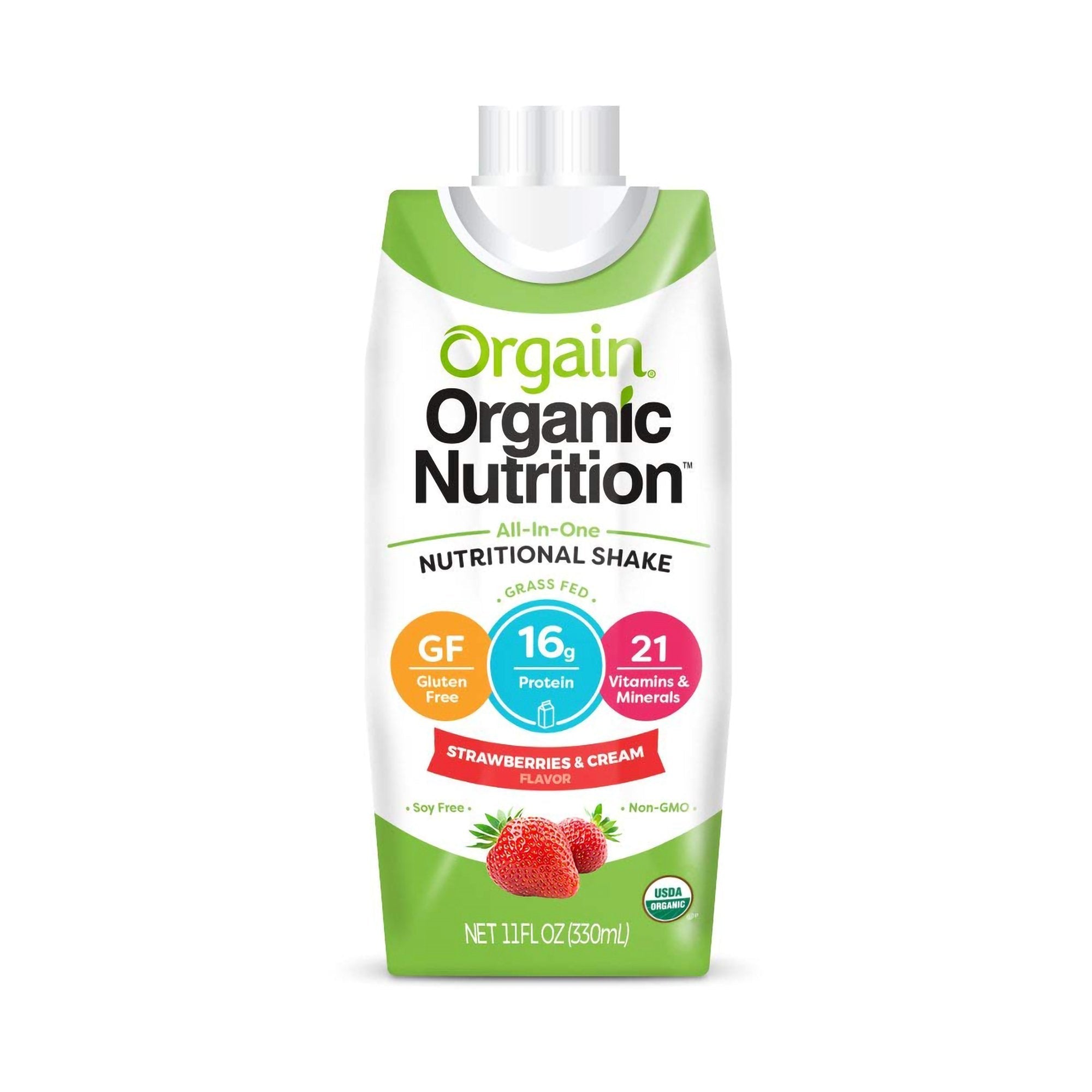 Orgain® Organic Nutrition™ Strawberry Nutritional Shake, 11-ounce carton (4 Units)