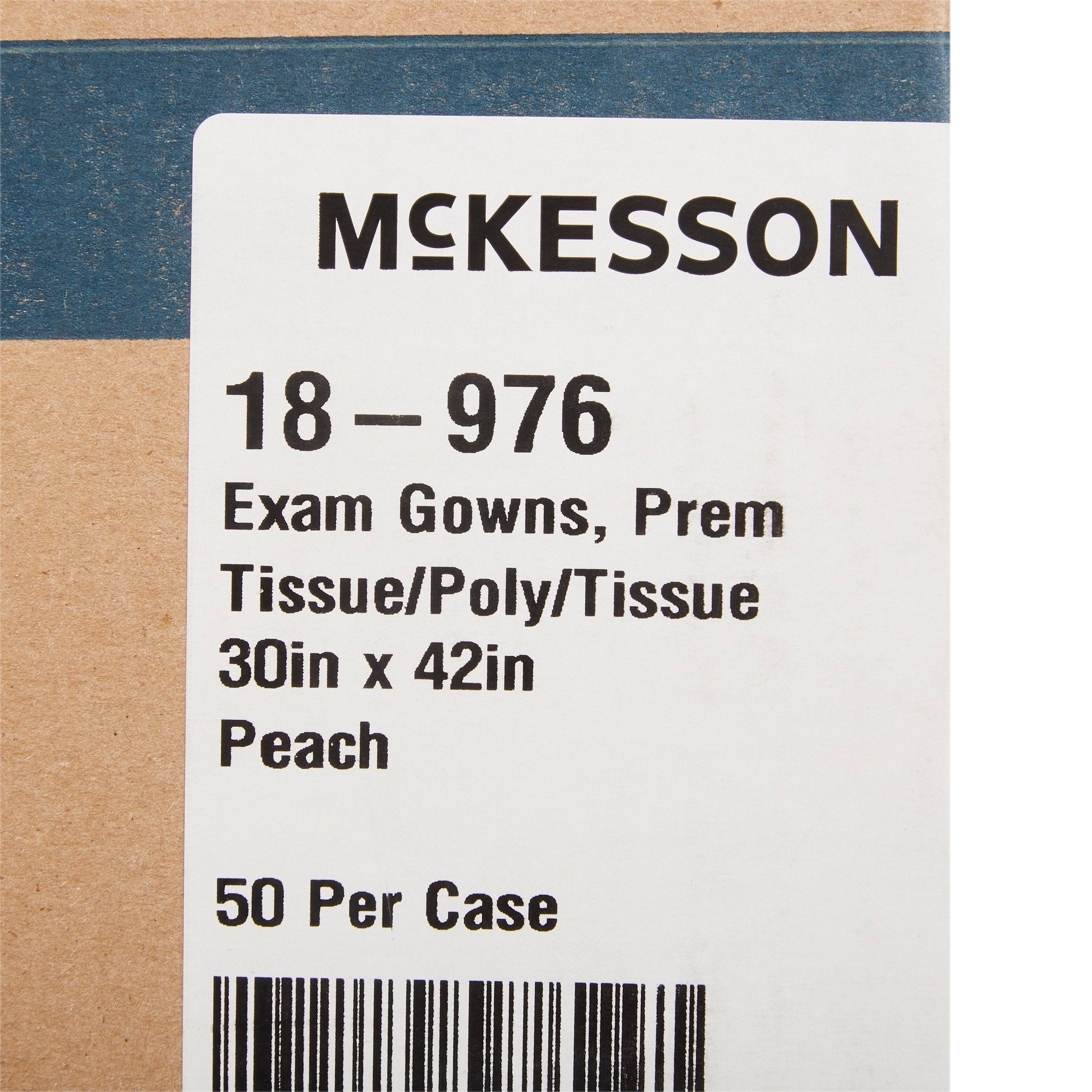 McKesson Patient Exam Gown, 30 x 42 in., Peach (50 Units)