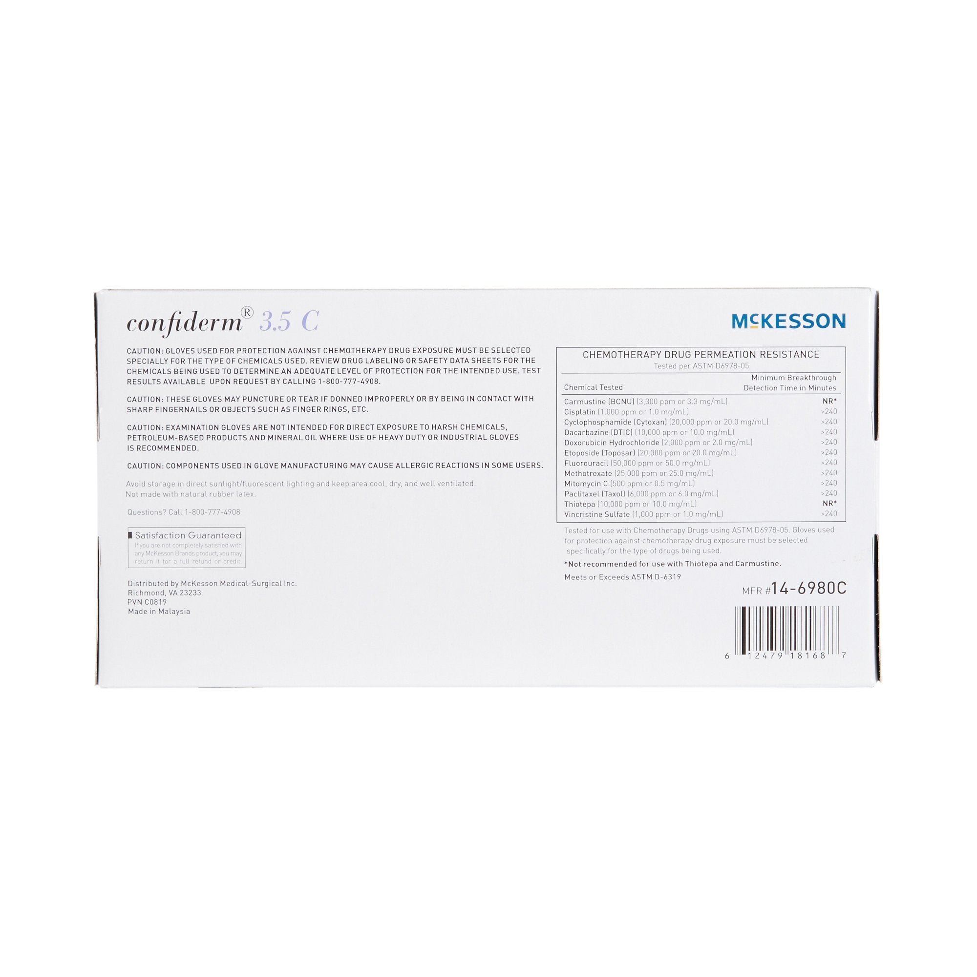 McKesson Confiderm 3.5C Nitrile Exam Gloves XL, Blue - Chemo Rated (180ct)