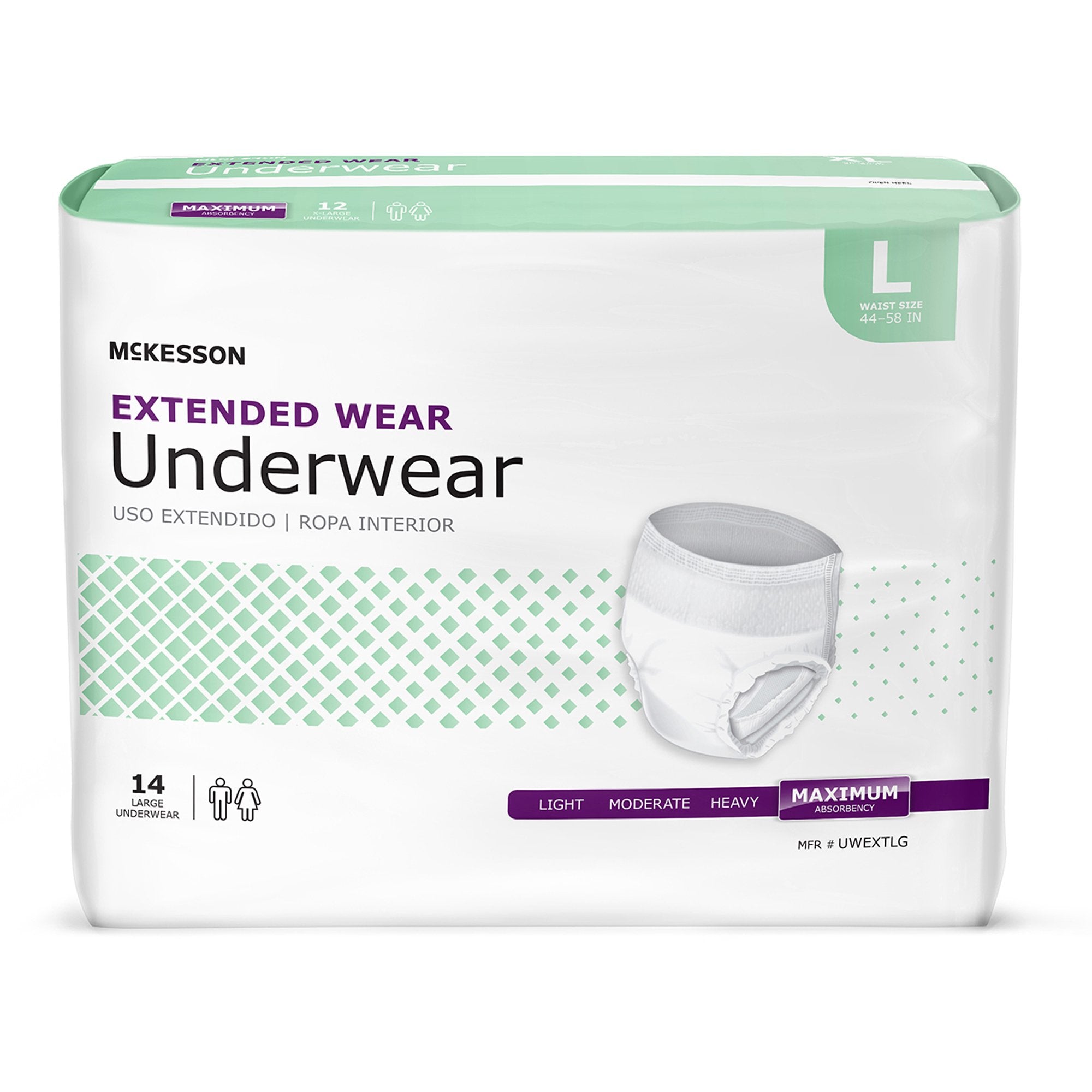 McKesson Extended Wear Maximum Absorbent Underwear, Large (14 Units)