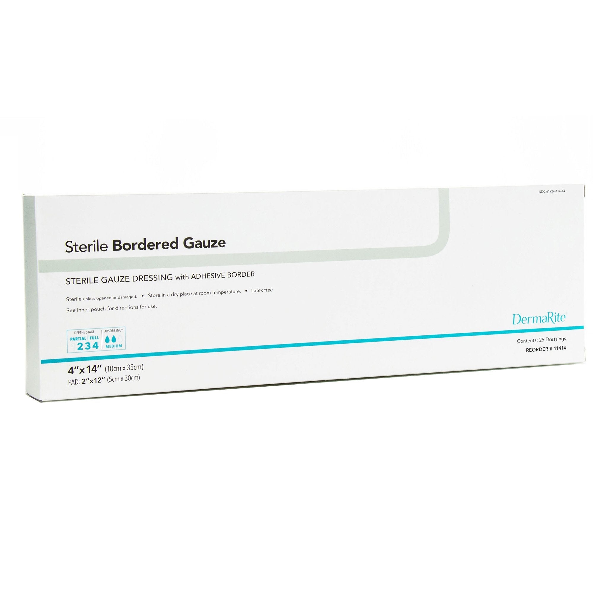 DermaRite® Sterile Gauze Adhesive Dressing, 4 x 14 inch (25 Units)